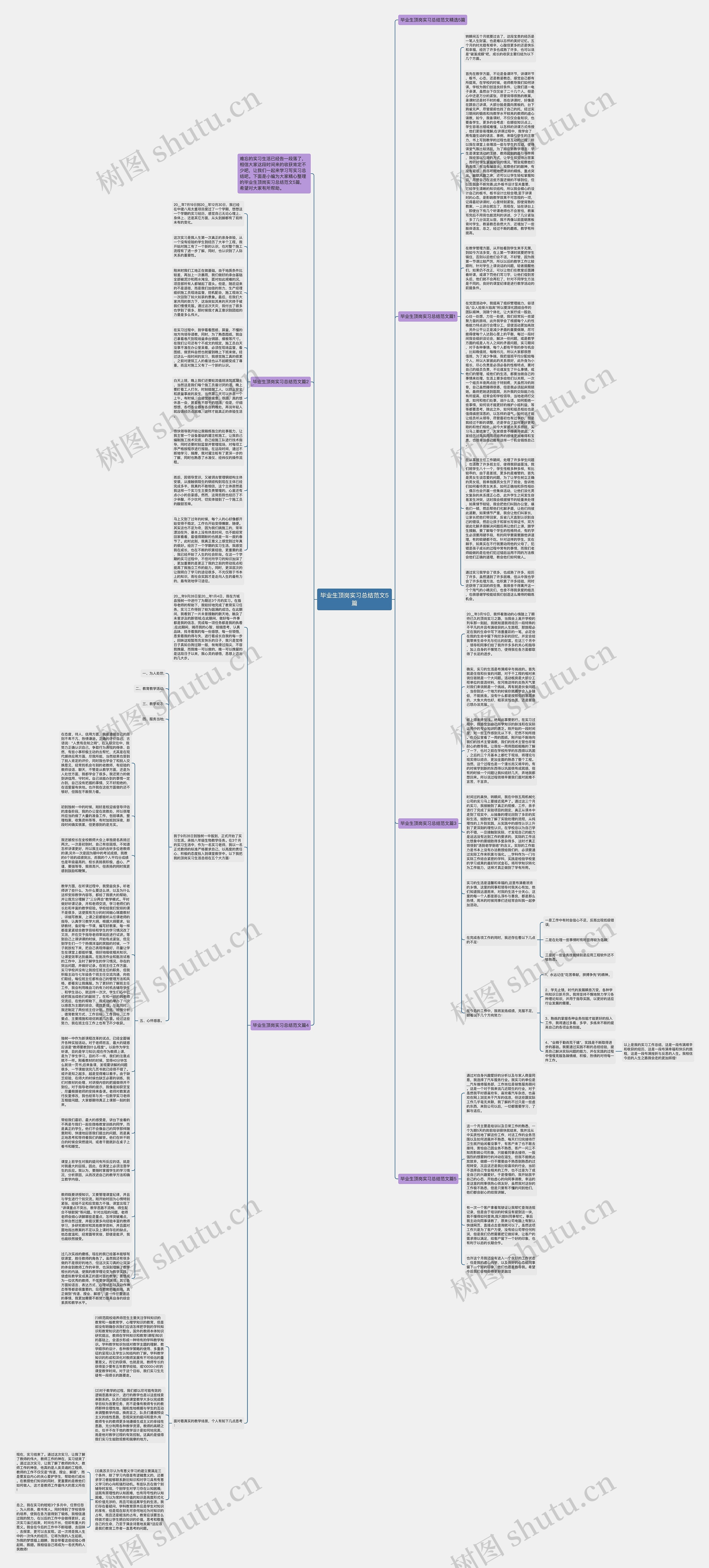 毕业生顶岗实习总结范文5篇思维导图