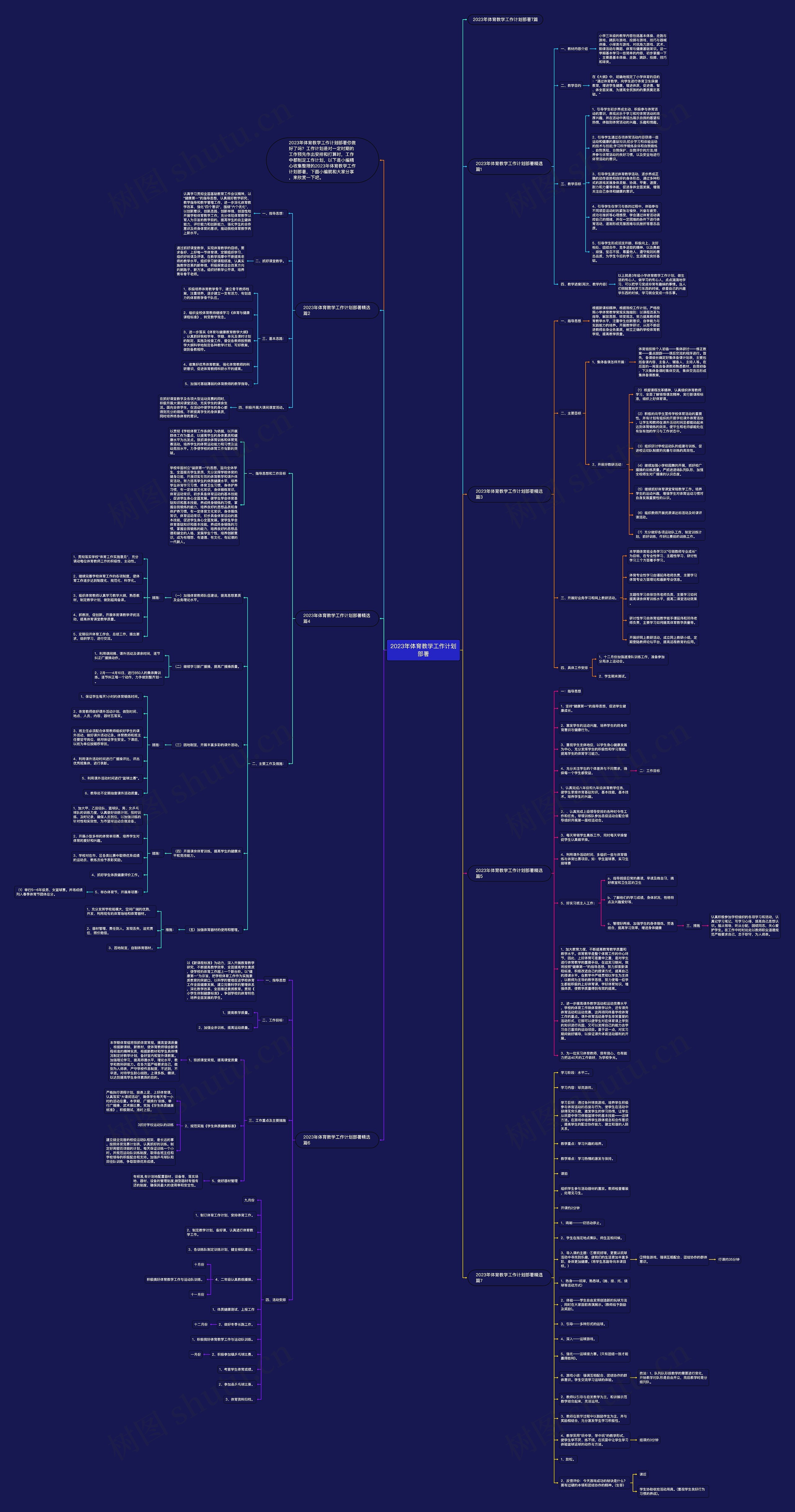2023年体育教学工作计划部署思维导图