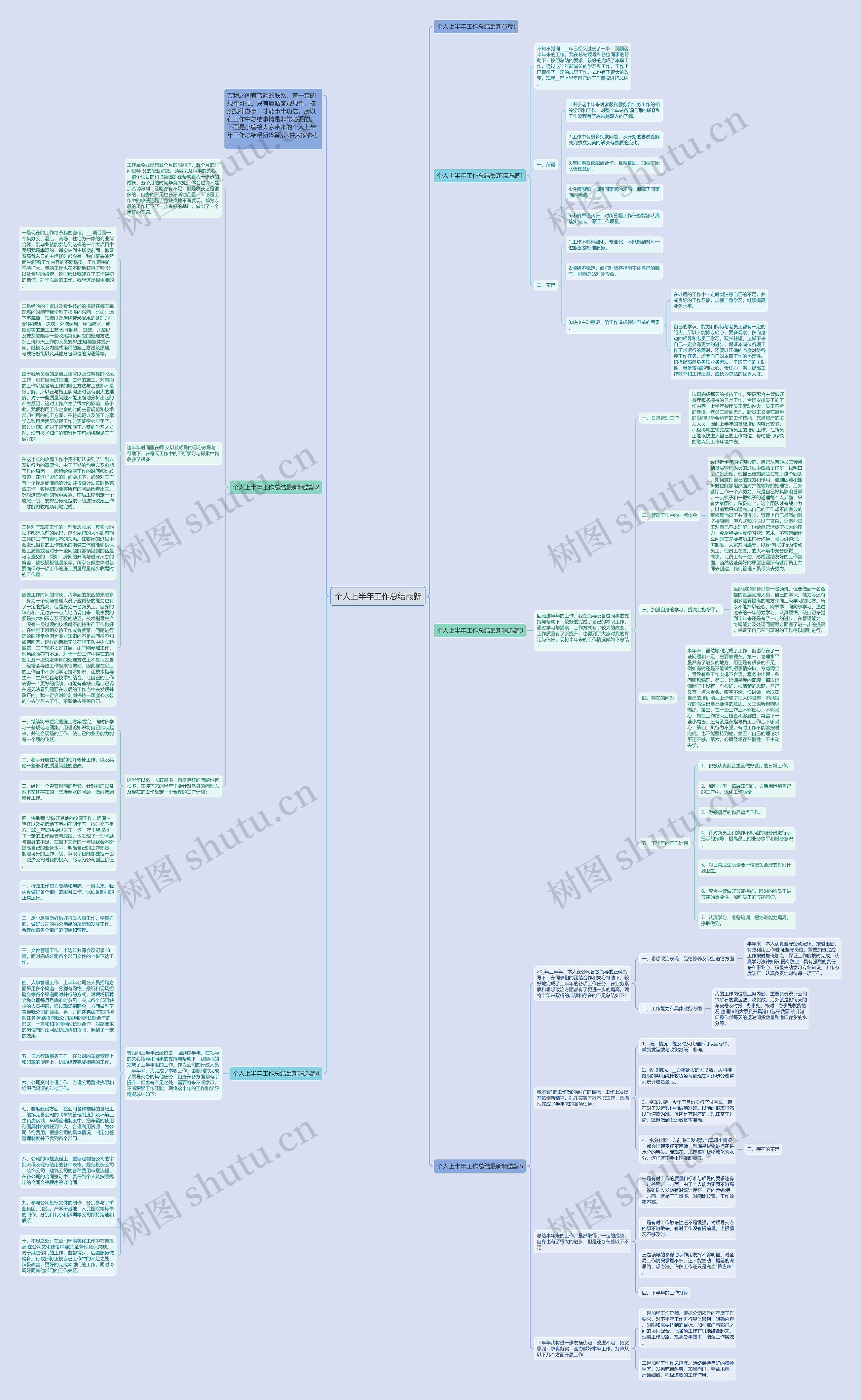 个人上半年工作总结最新思维导图