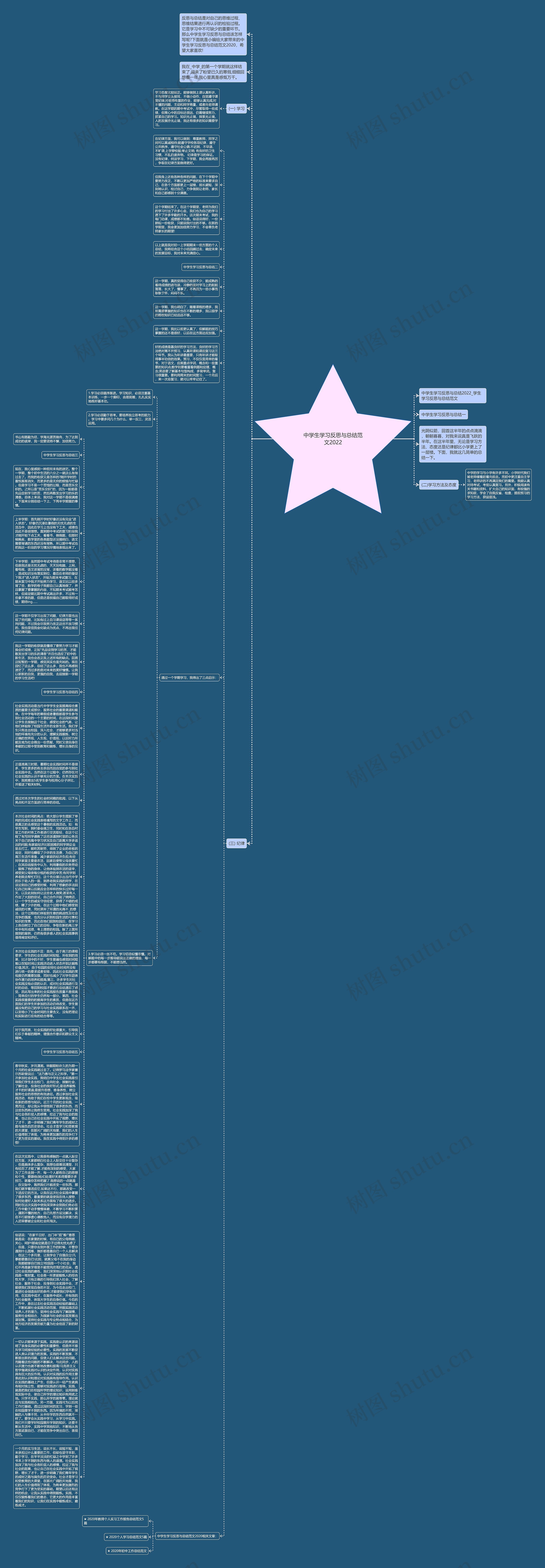 中学生学习反思与总结范文2022思维导图