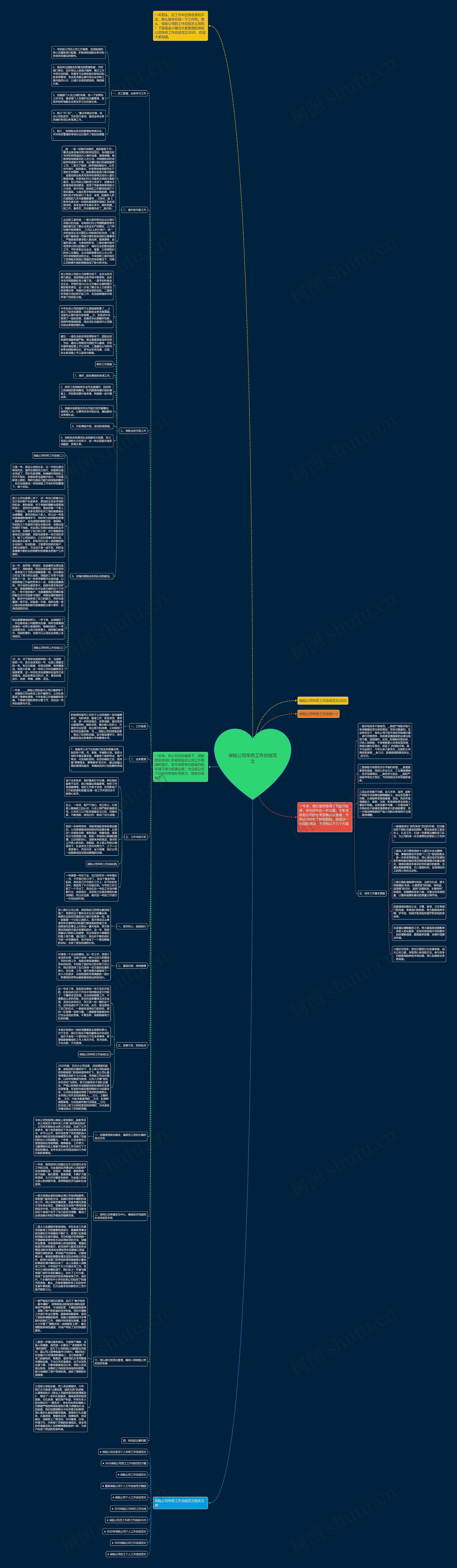 保险公司年终工作总结范文思维导图
