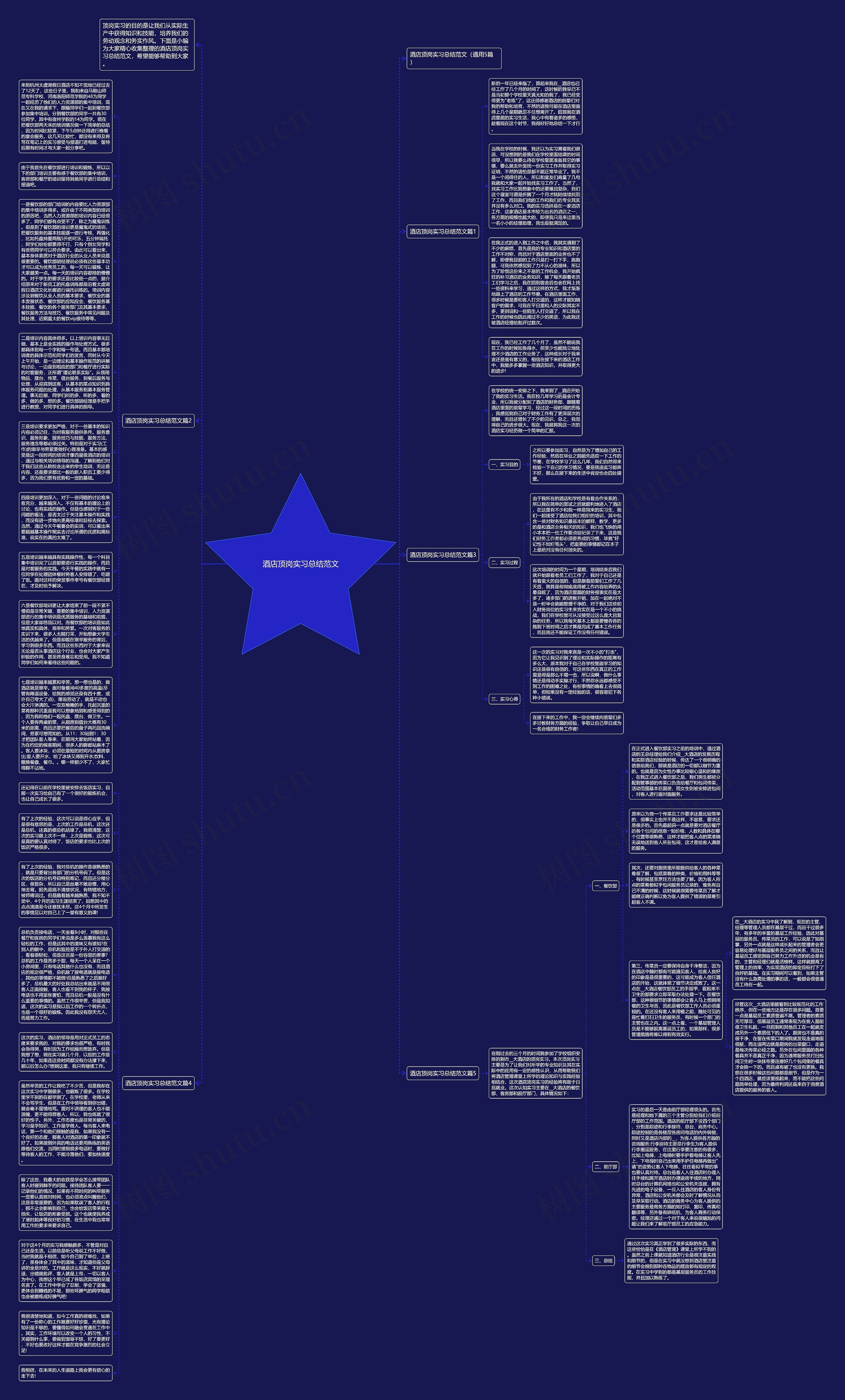 酒店顶岗实习总结范文思维导图