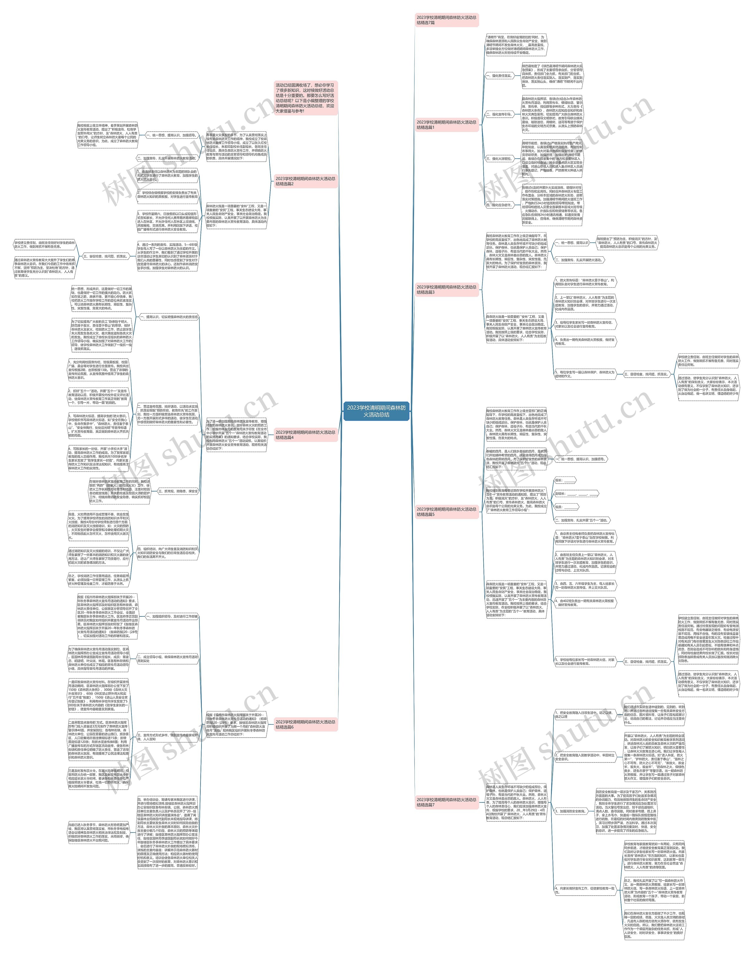2023学校清明期间森林防火活动总结思维导图
