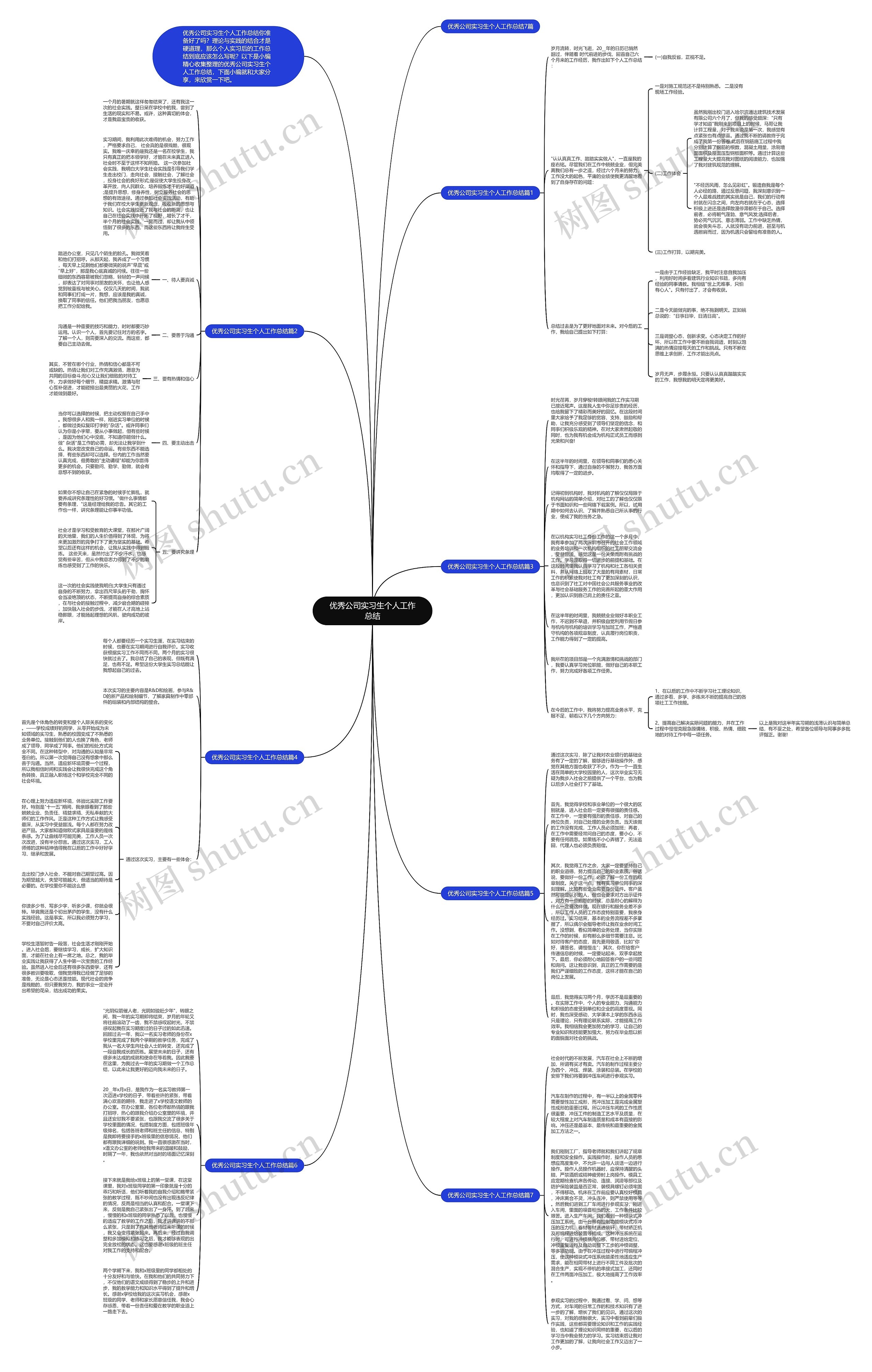优秀公司实习生个人工作总结思维导图
