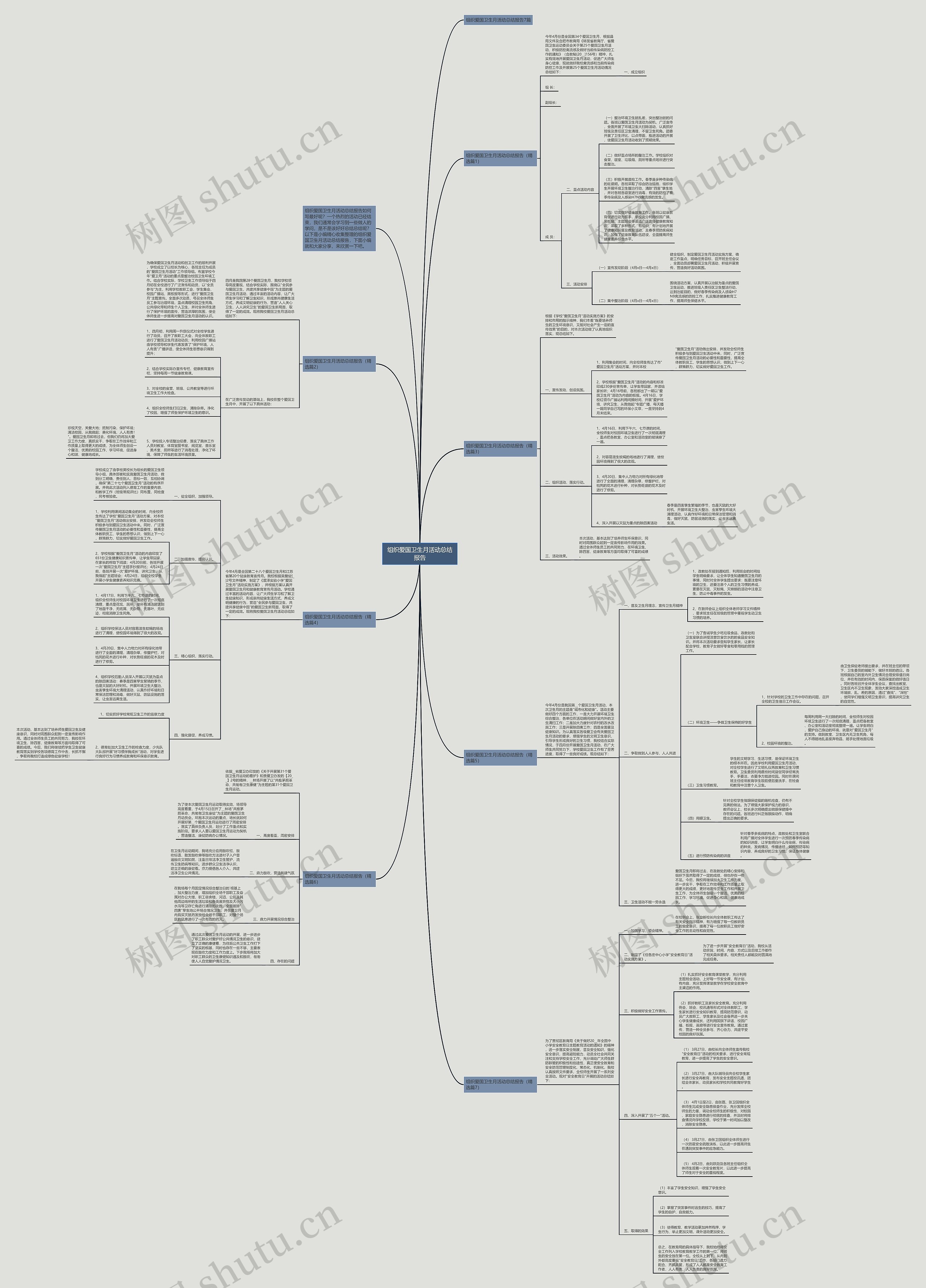 组织爱国卫生月活动总结报告思维导图