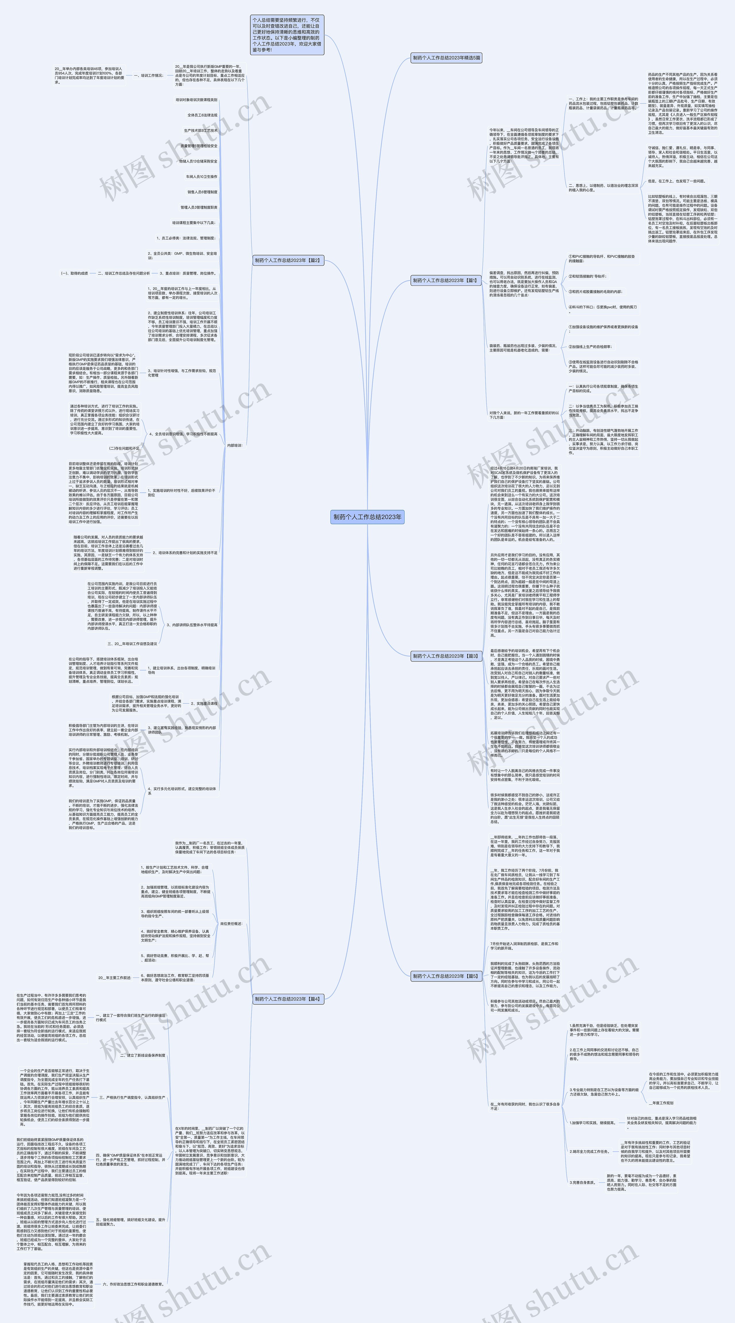 制药个人工作总结2023年思维导图