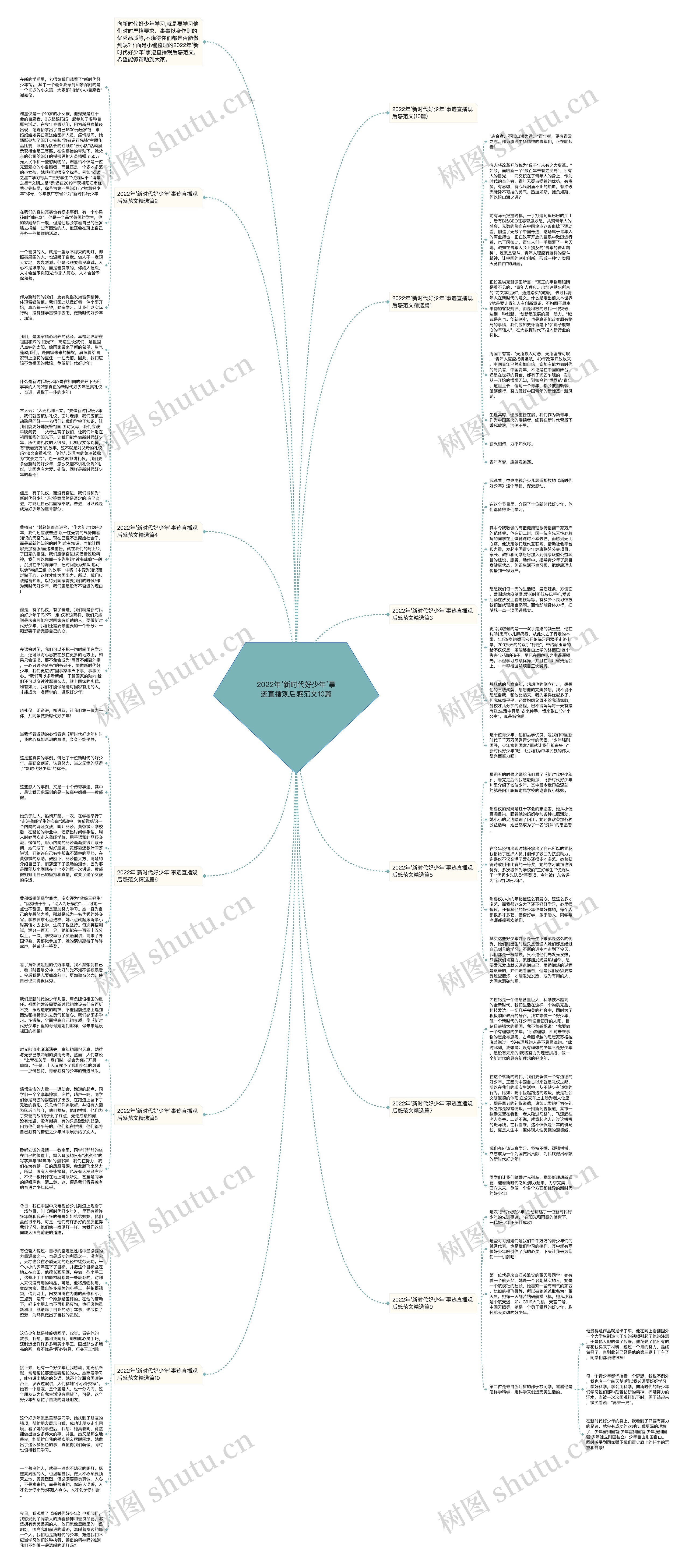 2022年‘新时代好少年’事迹直播观后感范文10篇思维导图
