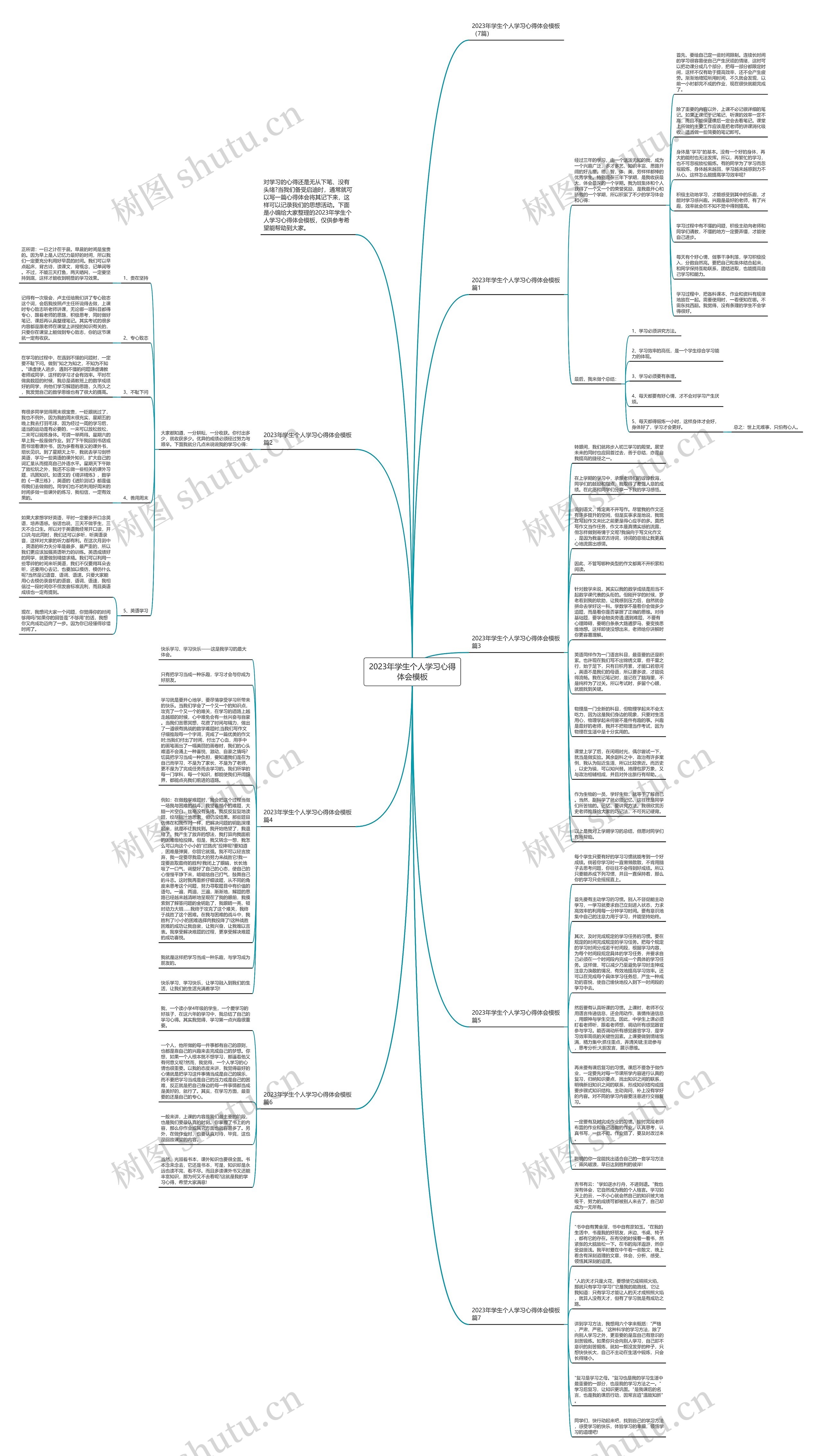 2023年学生个人学习心得体会思维导图