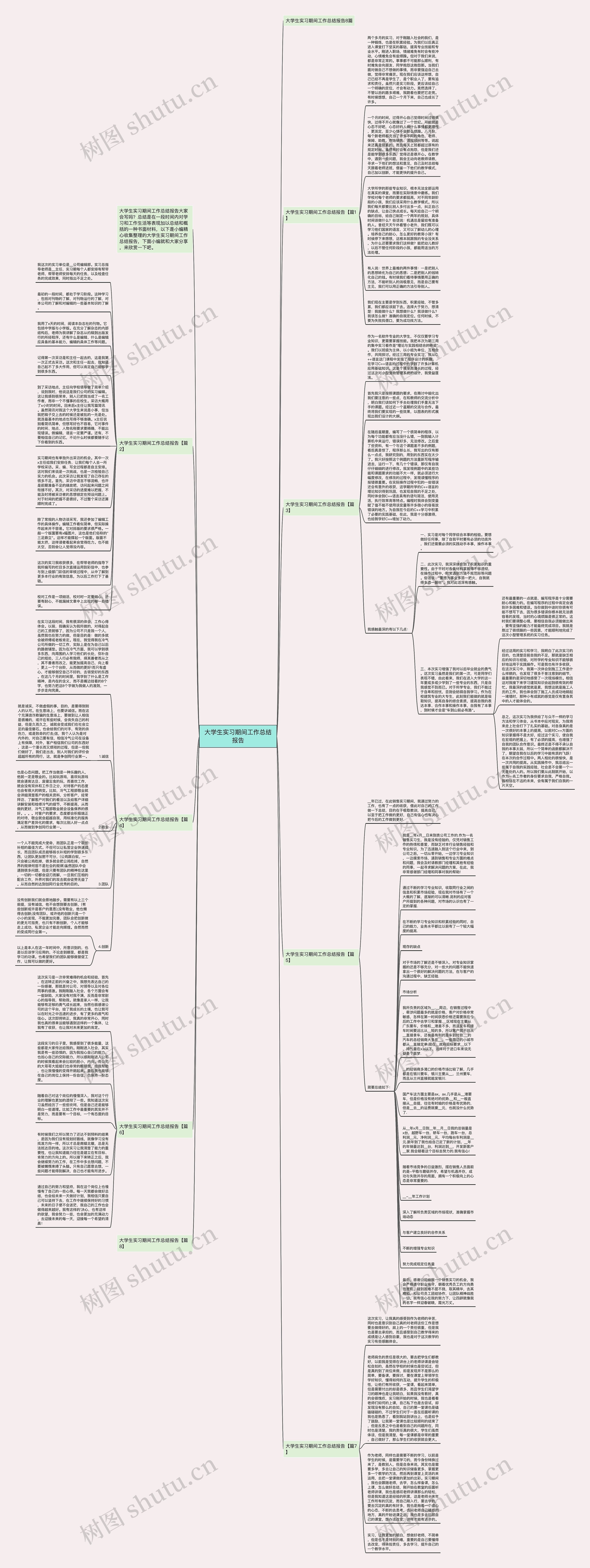 大学生实习期间工作总结报告思维导图