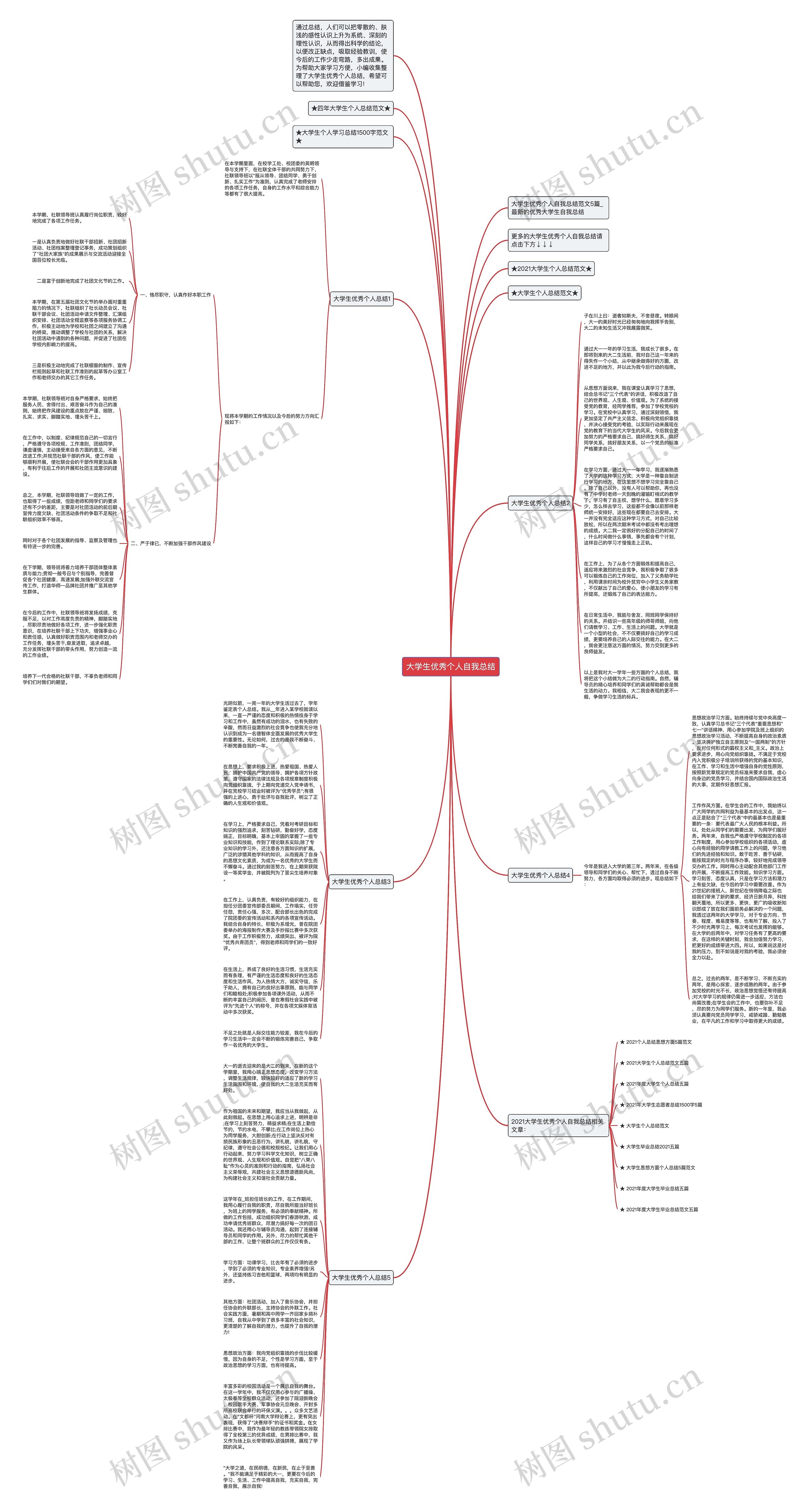 大学生优秀个人自我总结思维导图