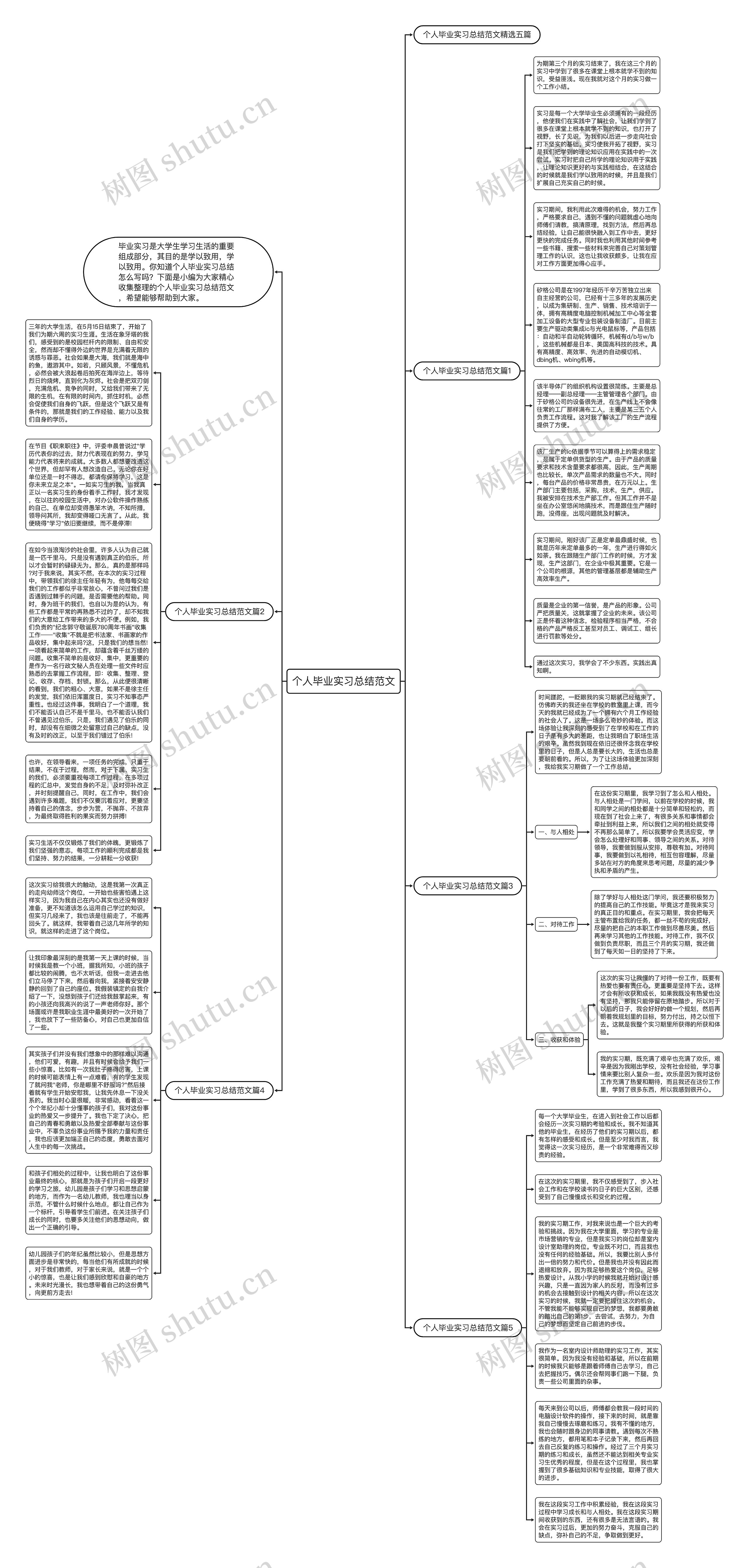 个人毕业实习总结范文思维导图