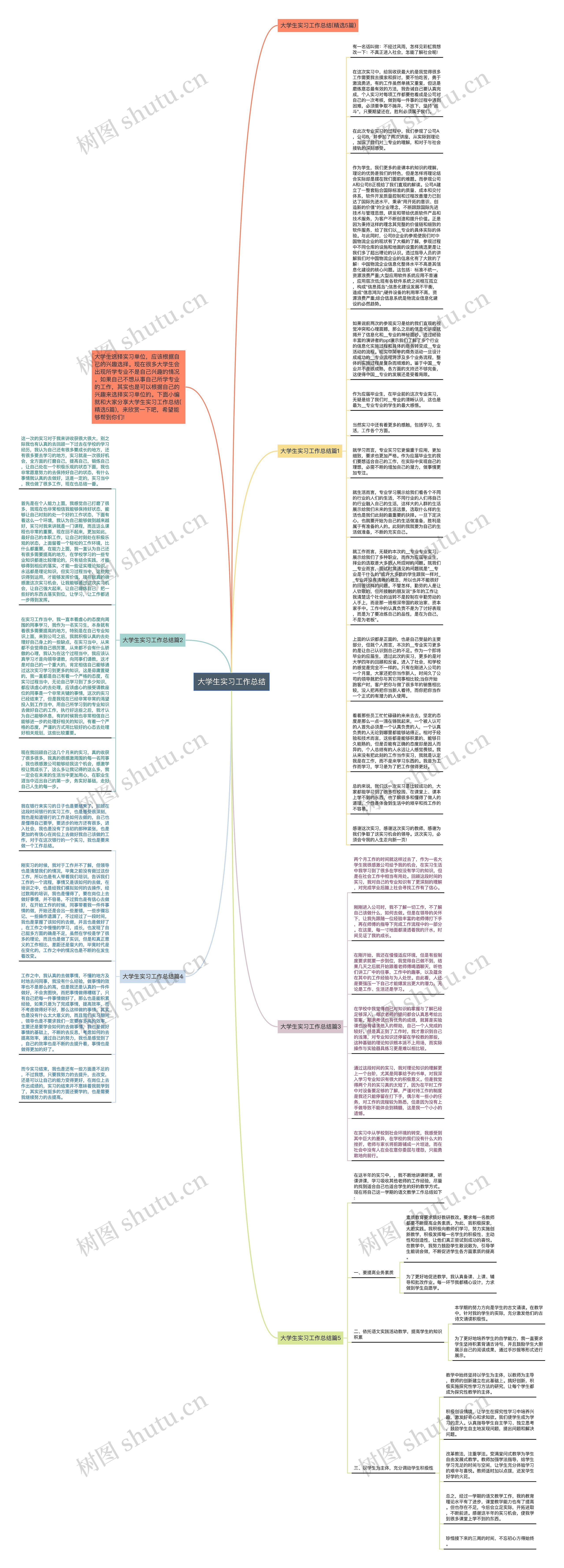 大学生实习工作总结思维导图
