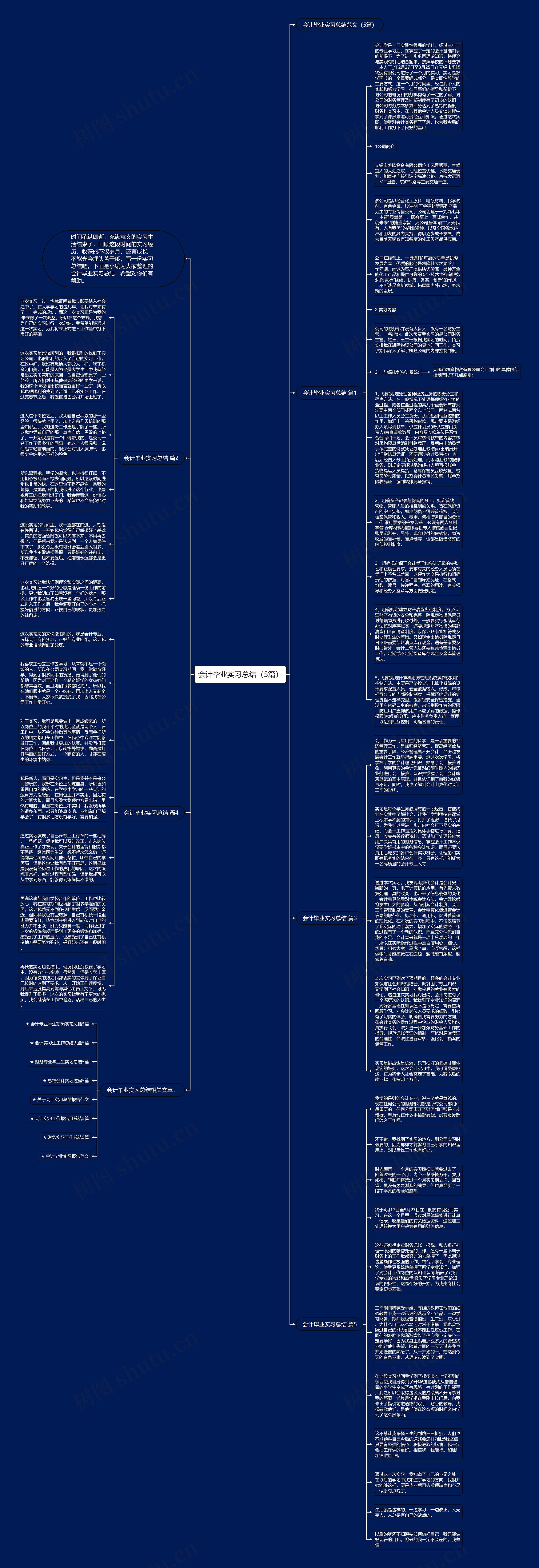 会计毕业实习总结（5篇）思维导图