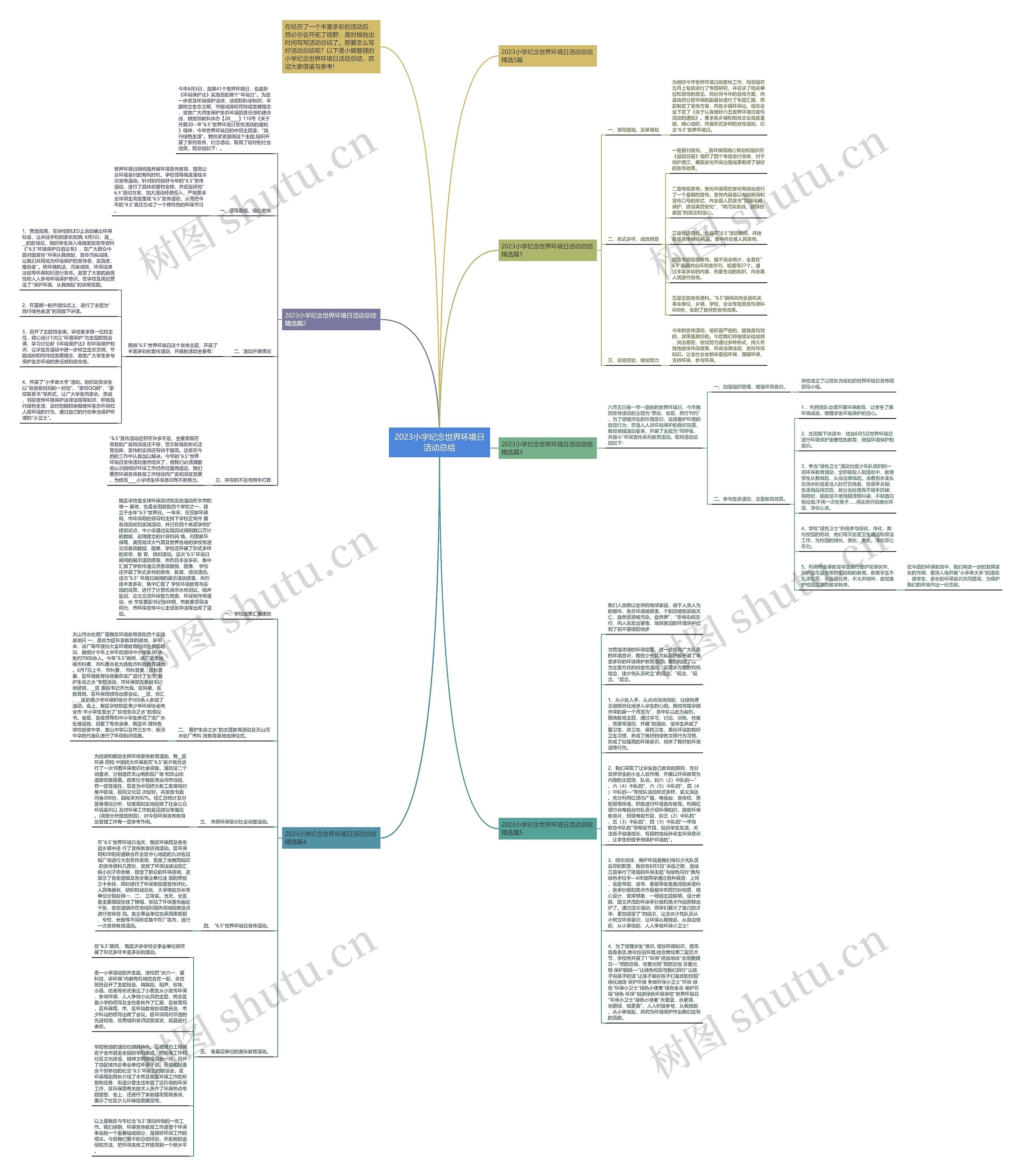 2023小学纪念世界环境日活动总结思维导图