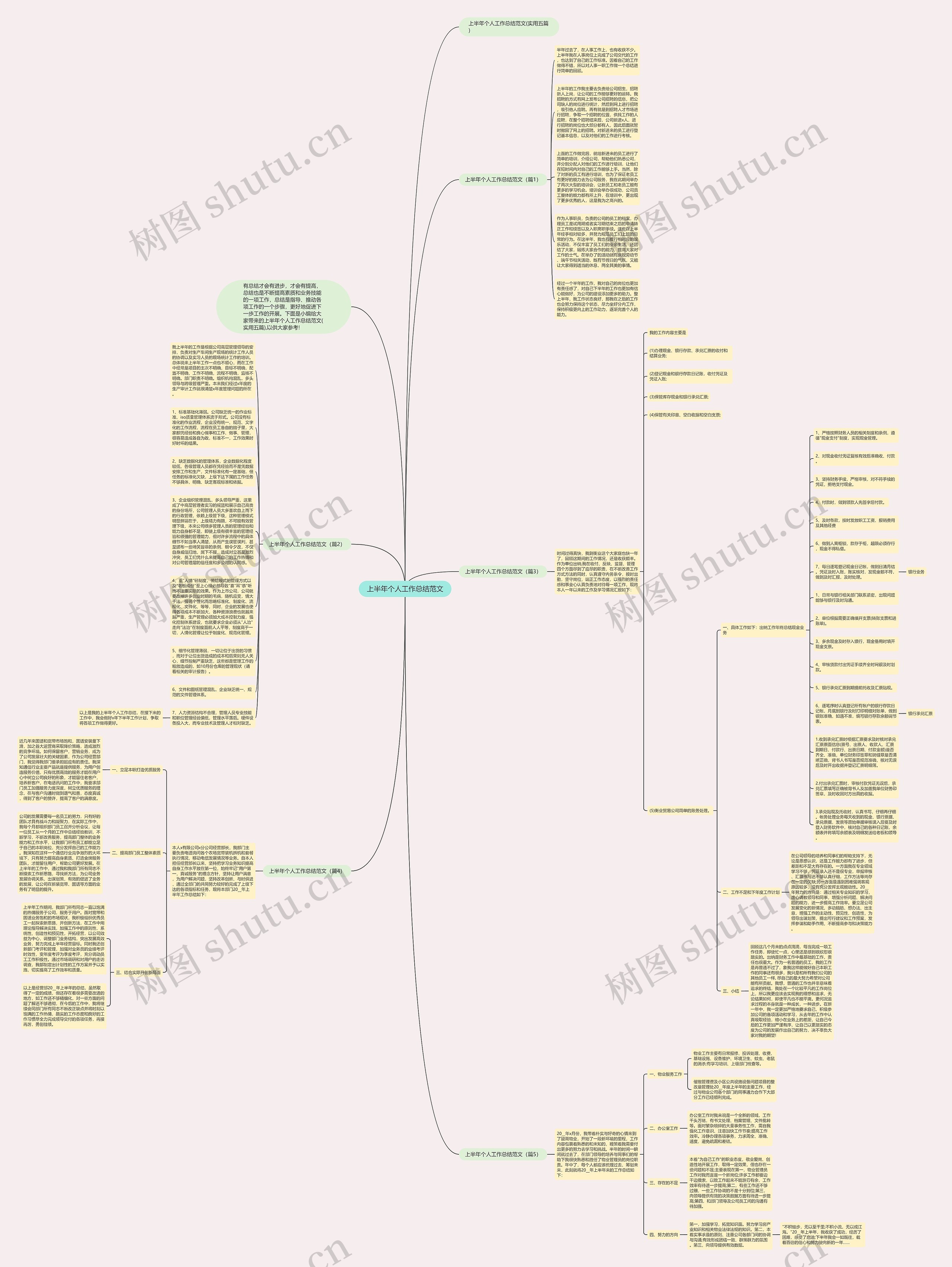 上半年个人工作总结范文思维导图