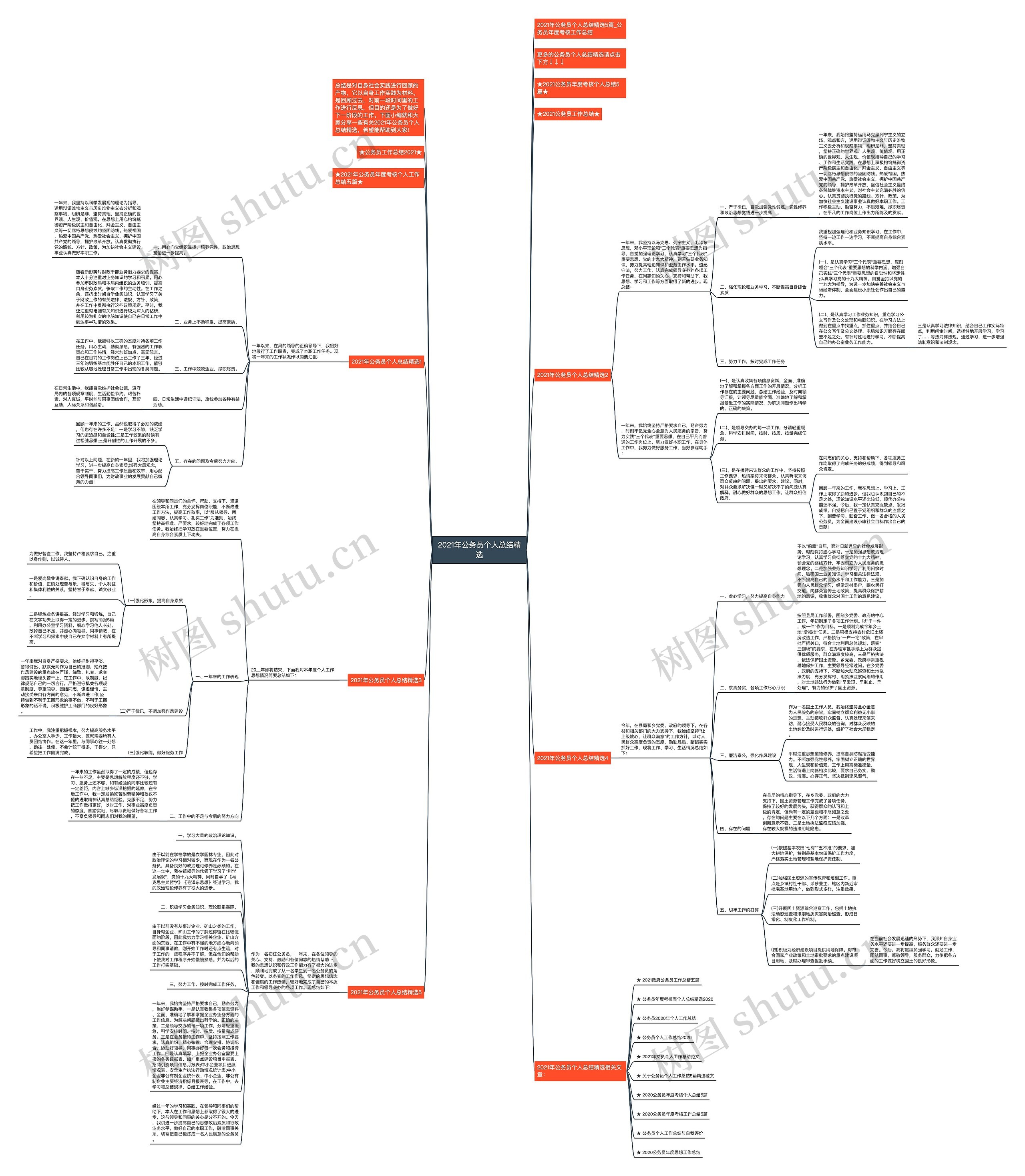 2021年公务员个人总结精选思维导图