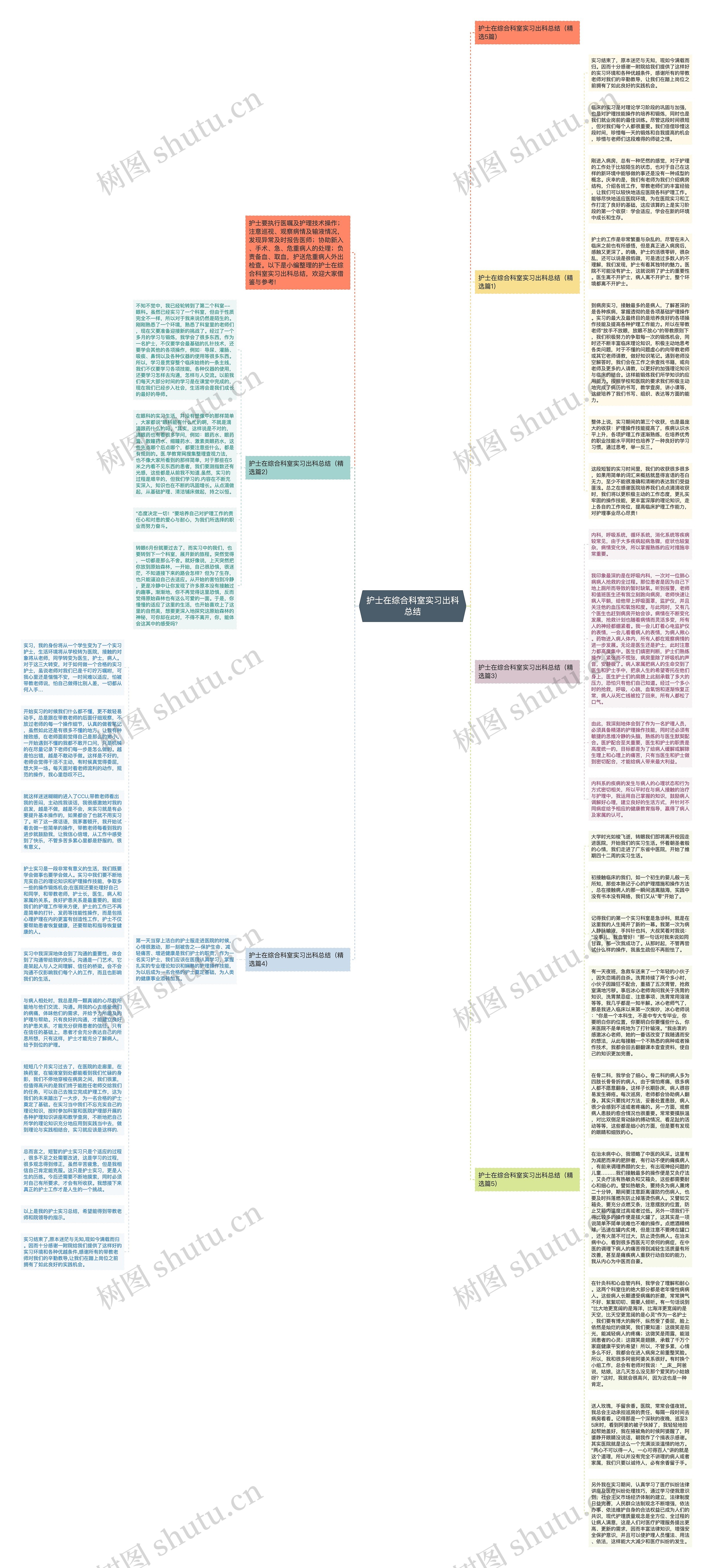 护士在综合科室实习出科总结思维导图
