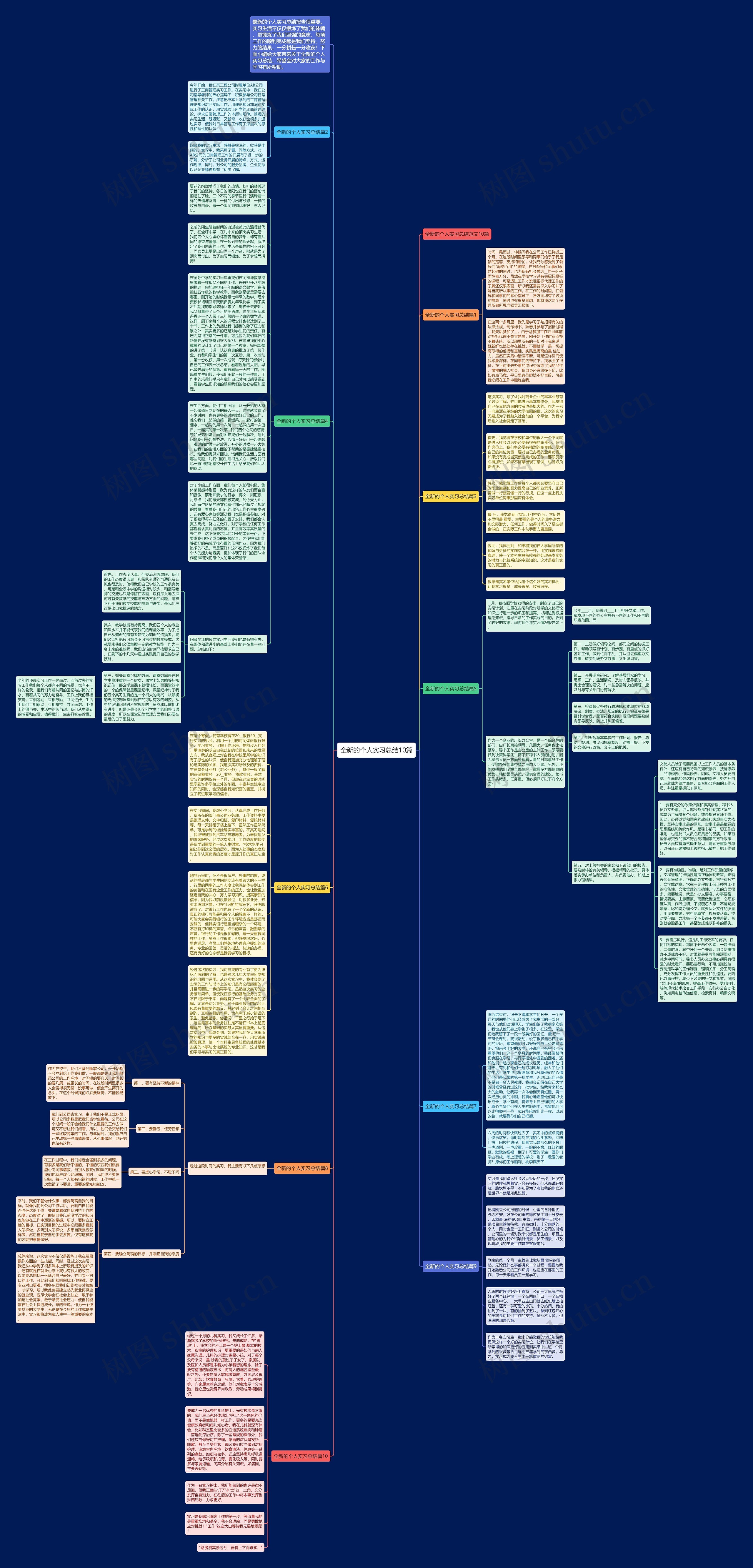 全新的个人实习总结10篇思维导图