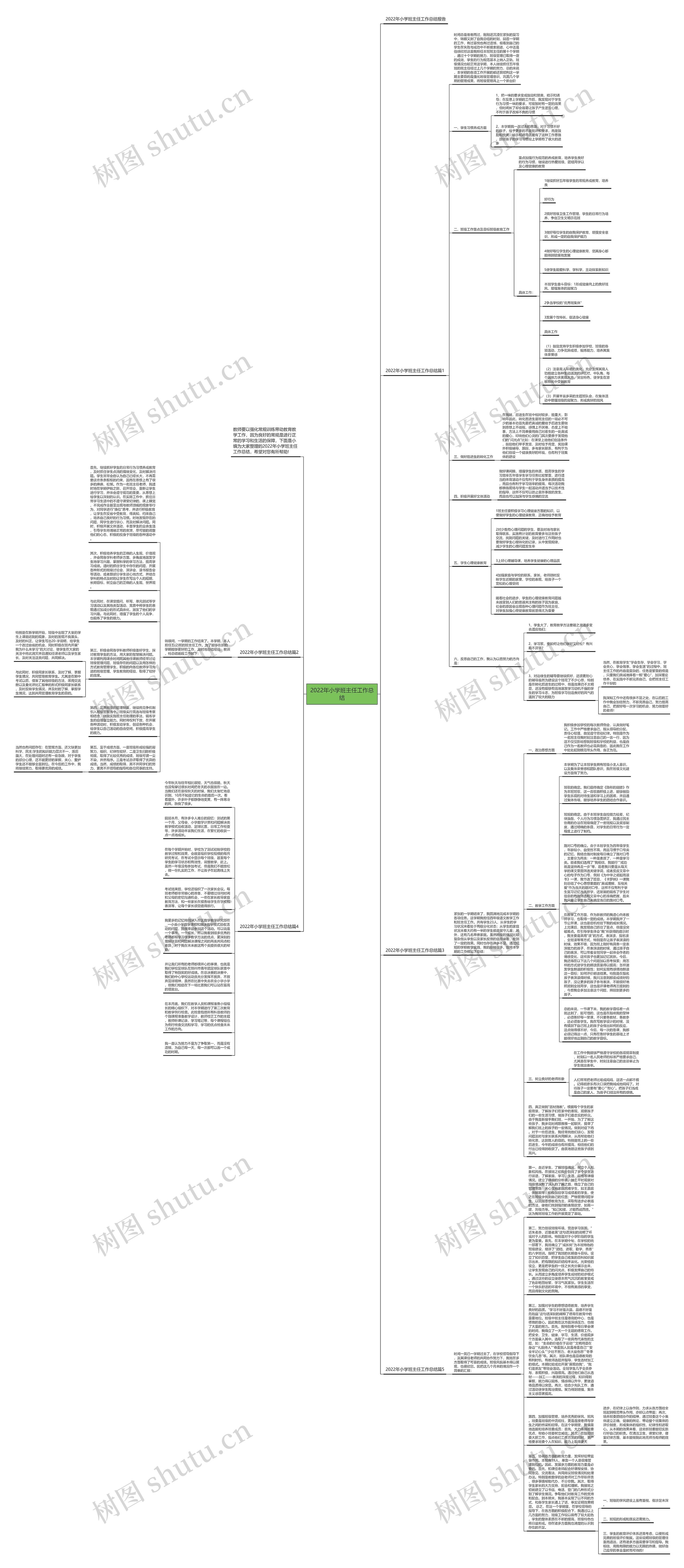 2022年小学班主任工作总结思维导图