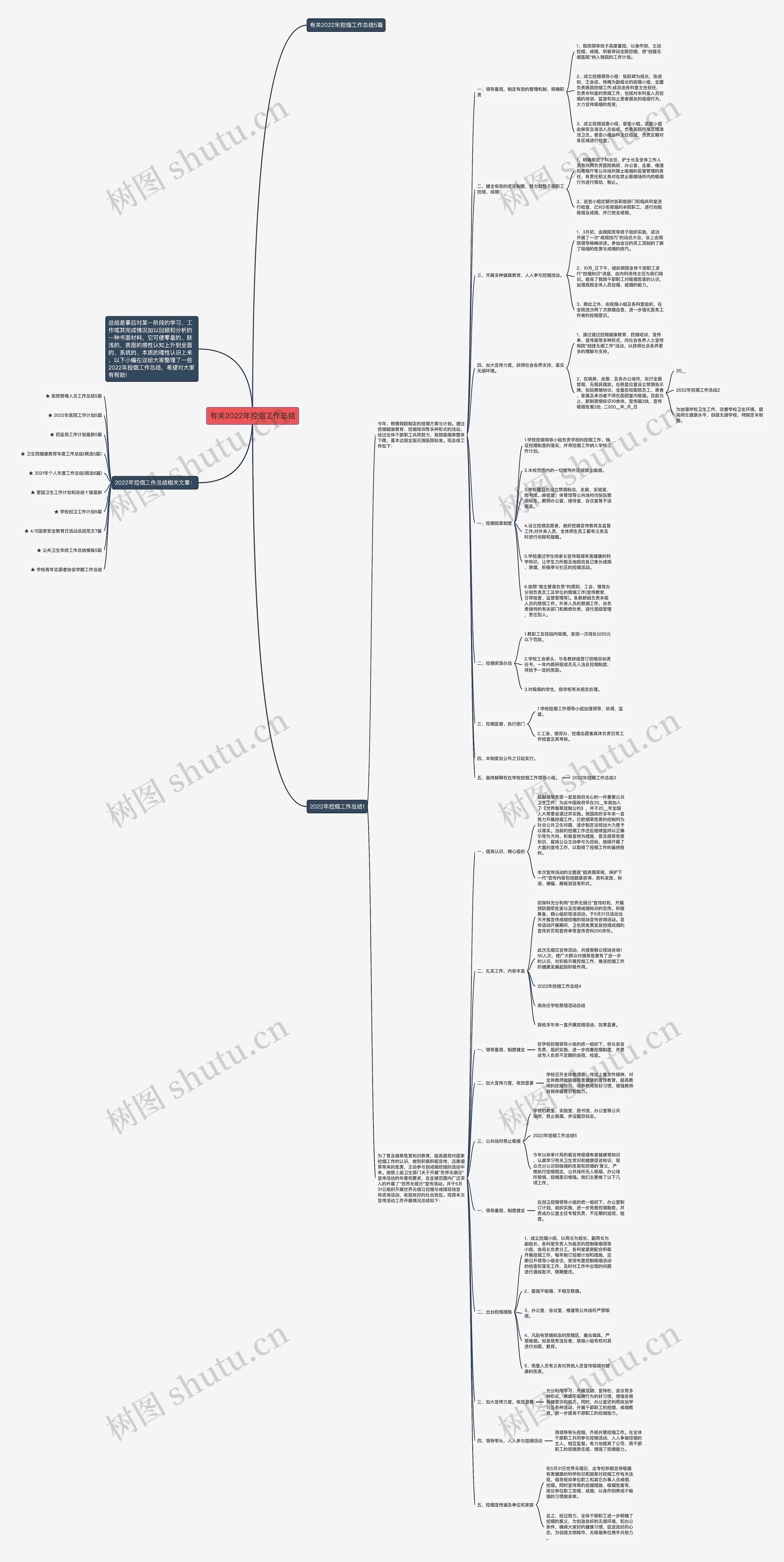有关2022年控烟工作总结思维导图