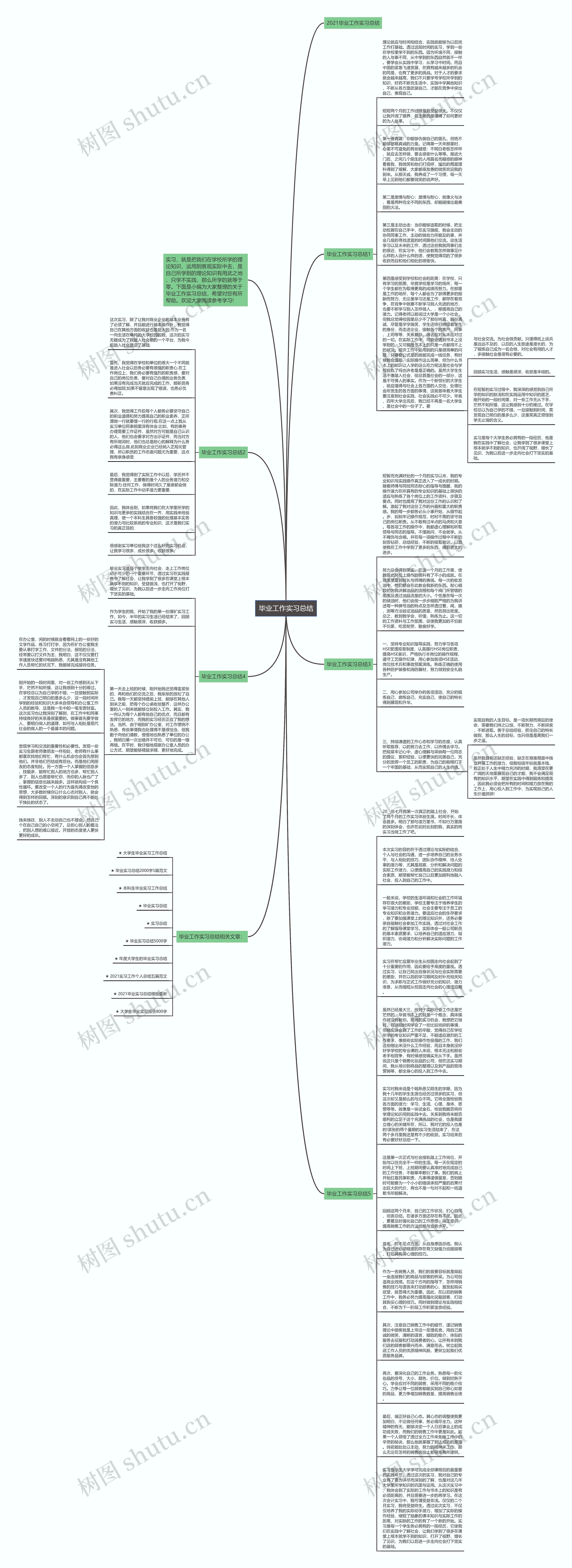 毕业工作实习总结思维导图