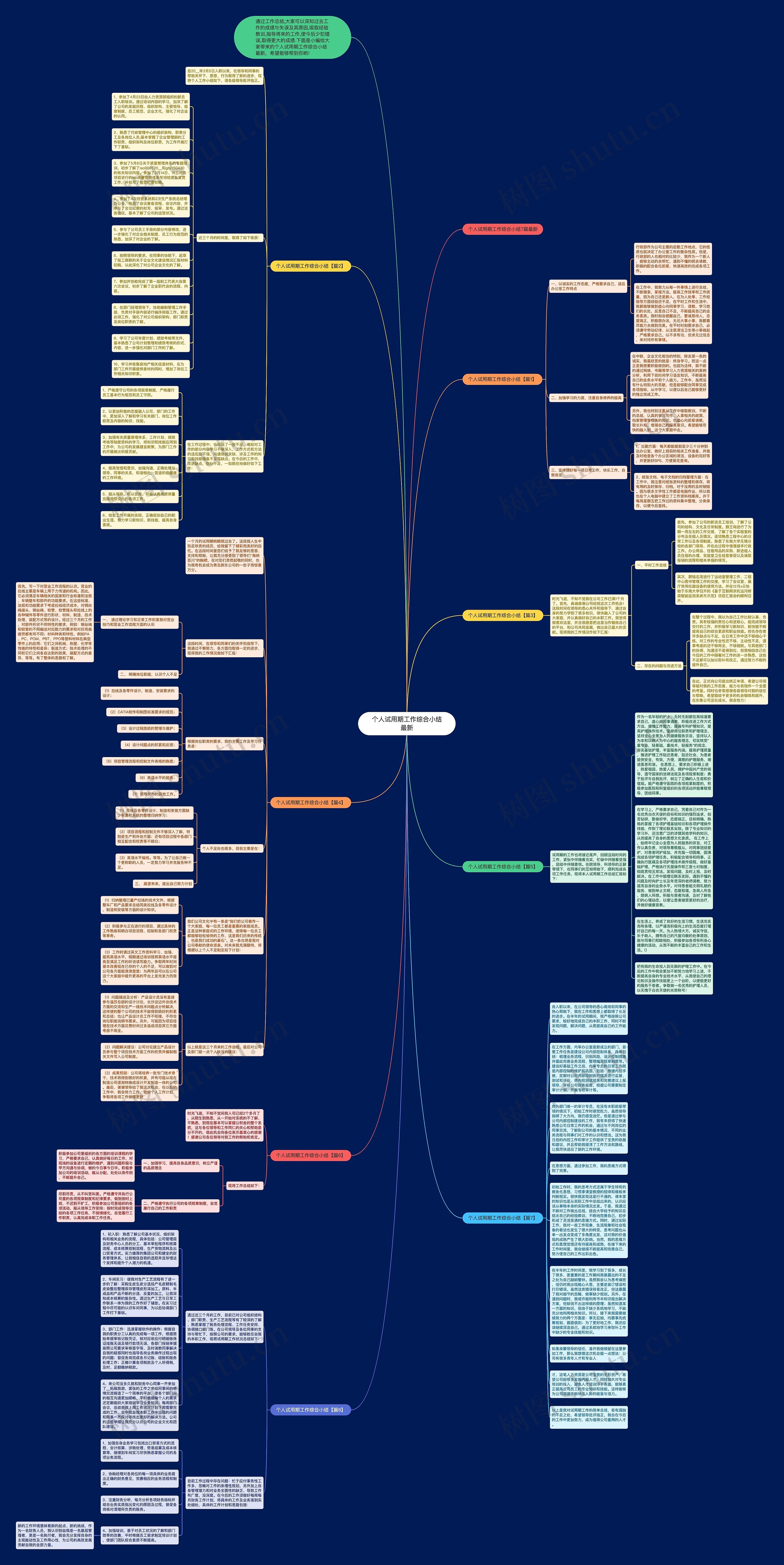 个人试用期工作综合小结最新思维导图