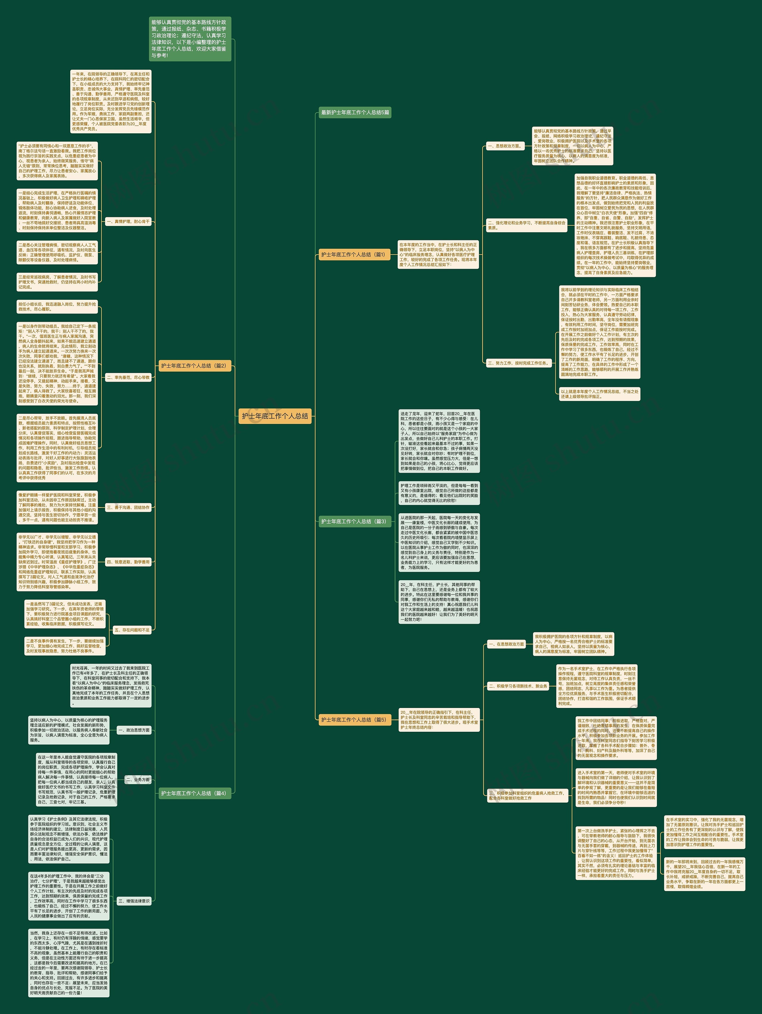 护士年底工作个人总结思维导图