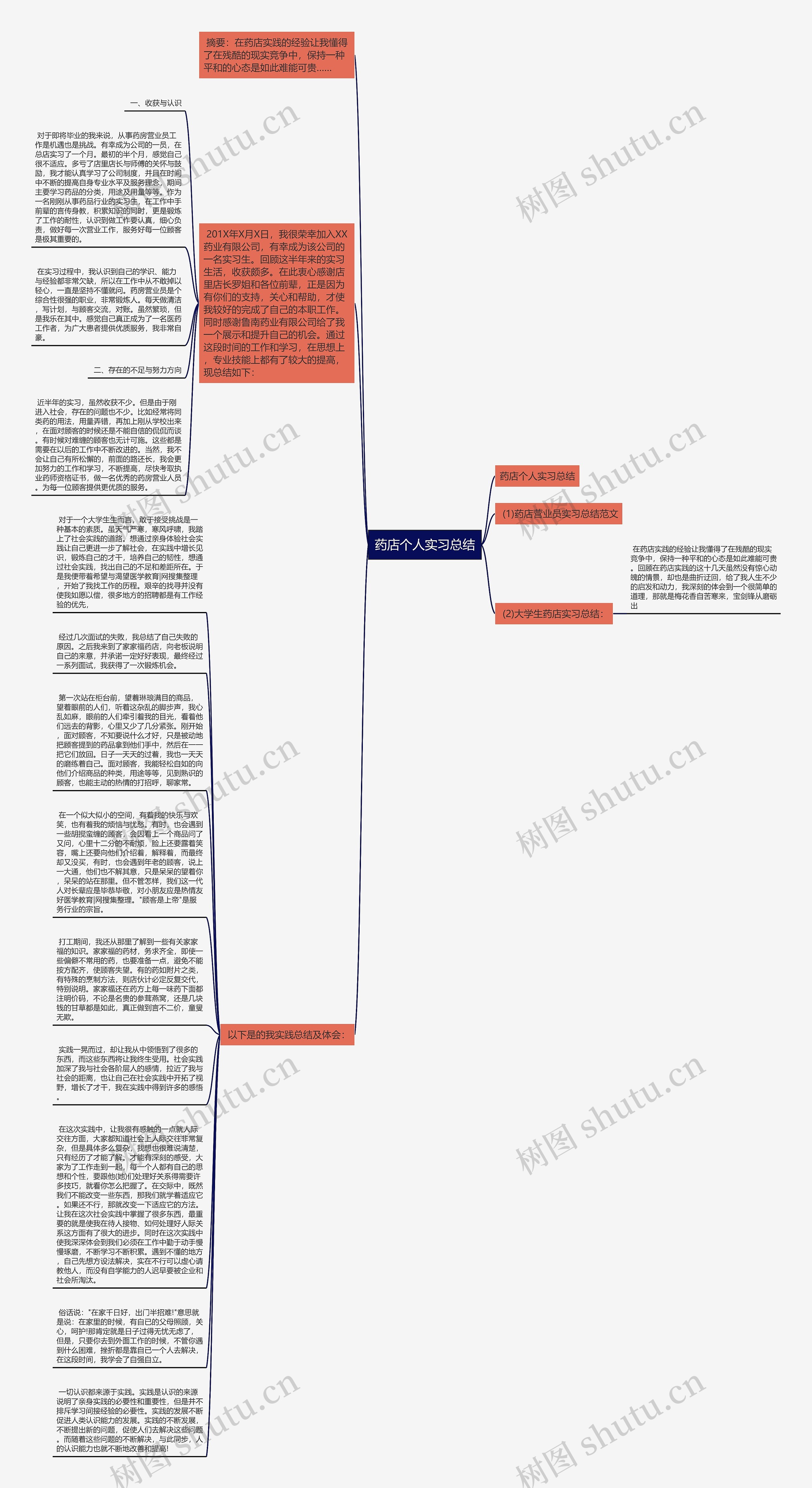 药店个人实习总结思维导图