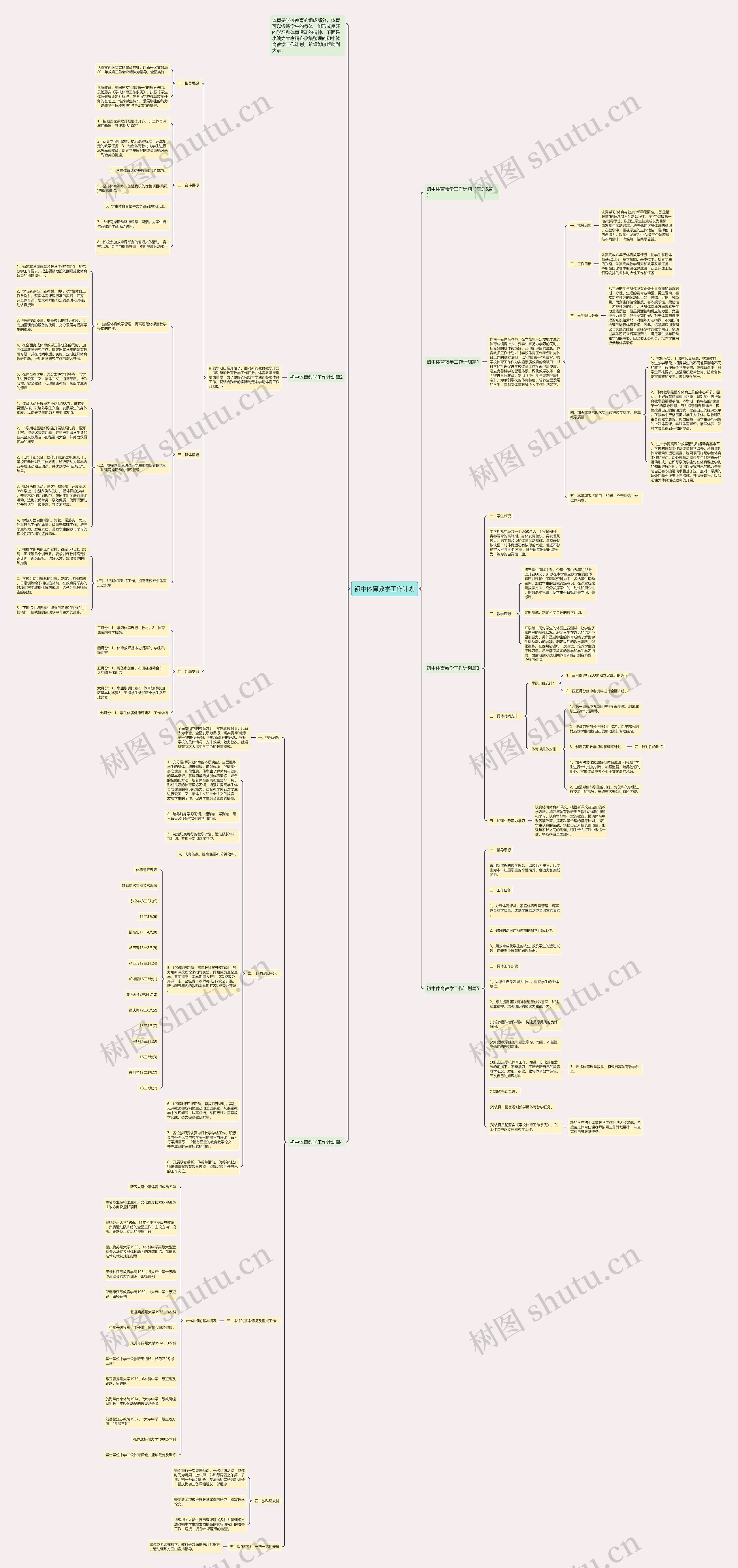 初中体育教学工作计划思维导图
