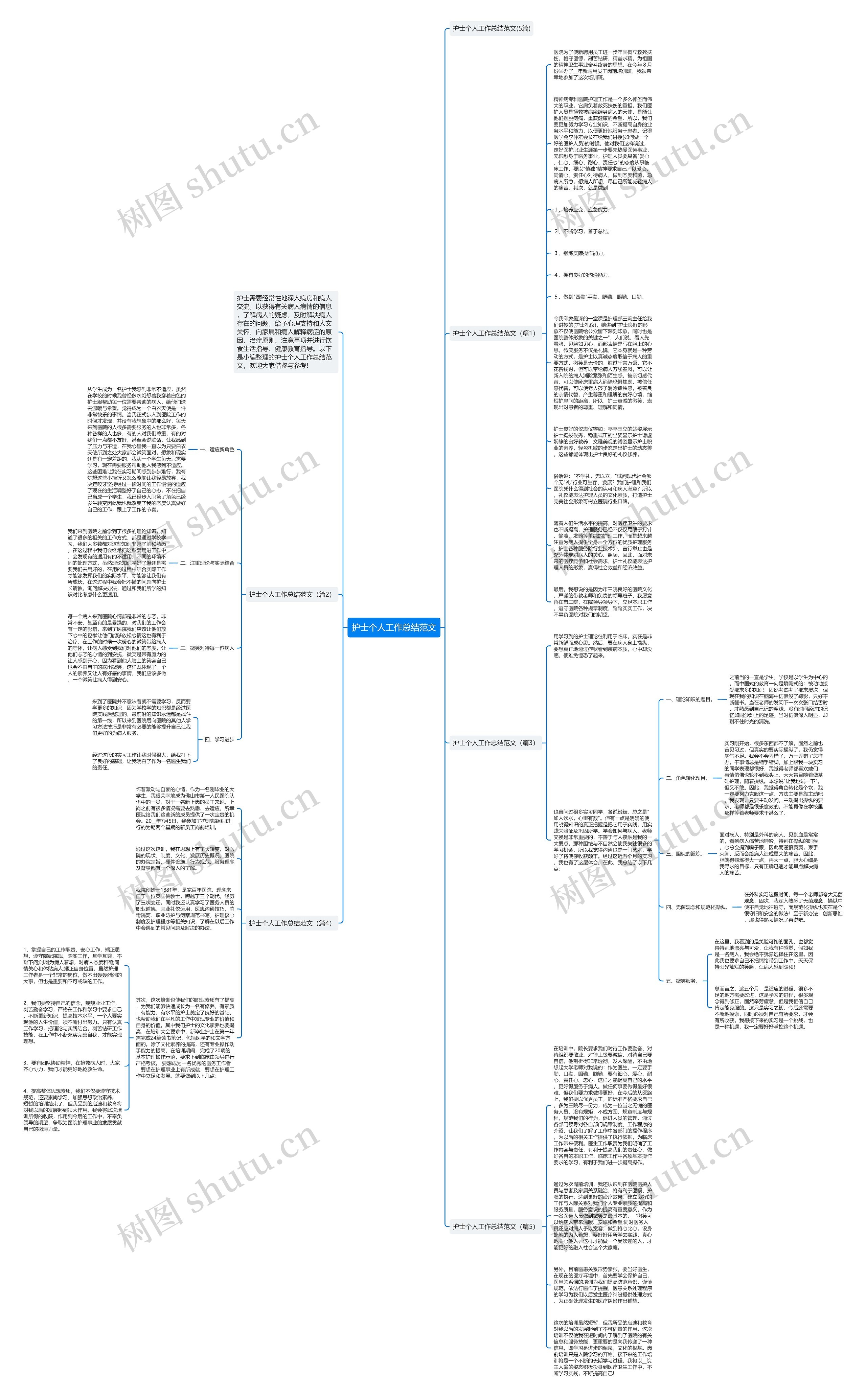 护士个人工作总结范文思维导图