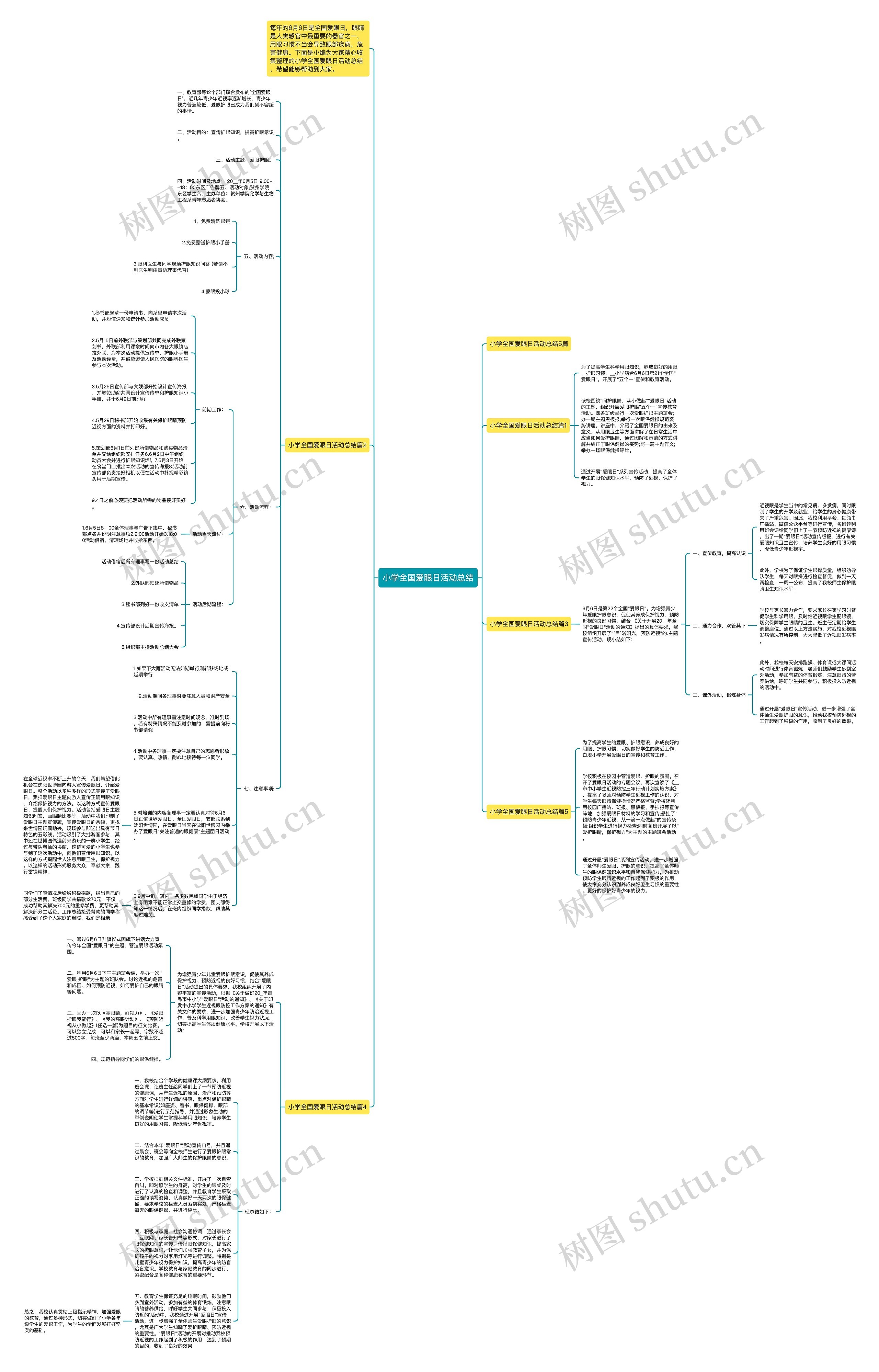 小学全国爱眼日活动总结思维导图