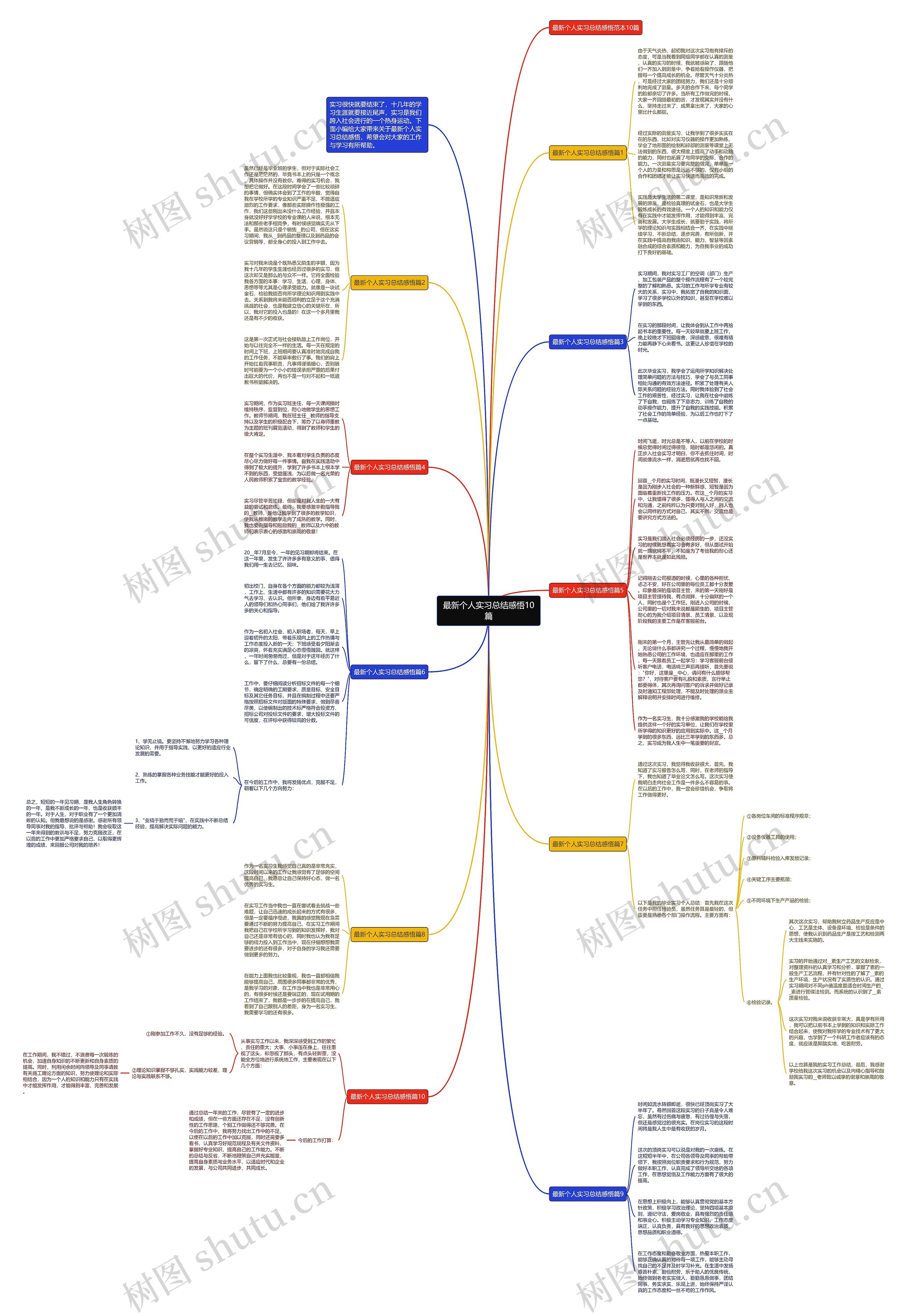 最新个人实习总结感悟10篇思维导图