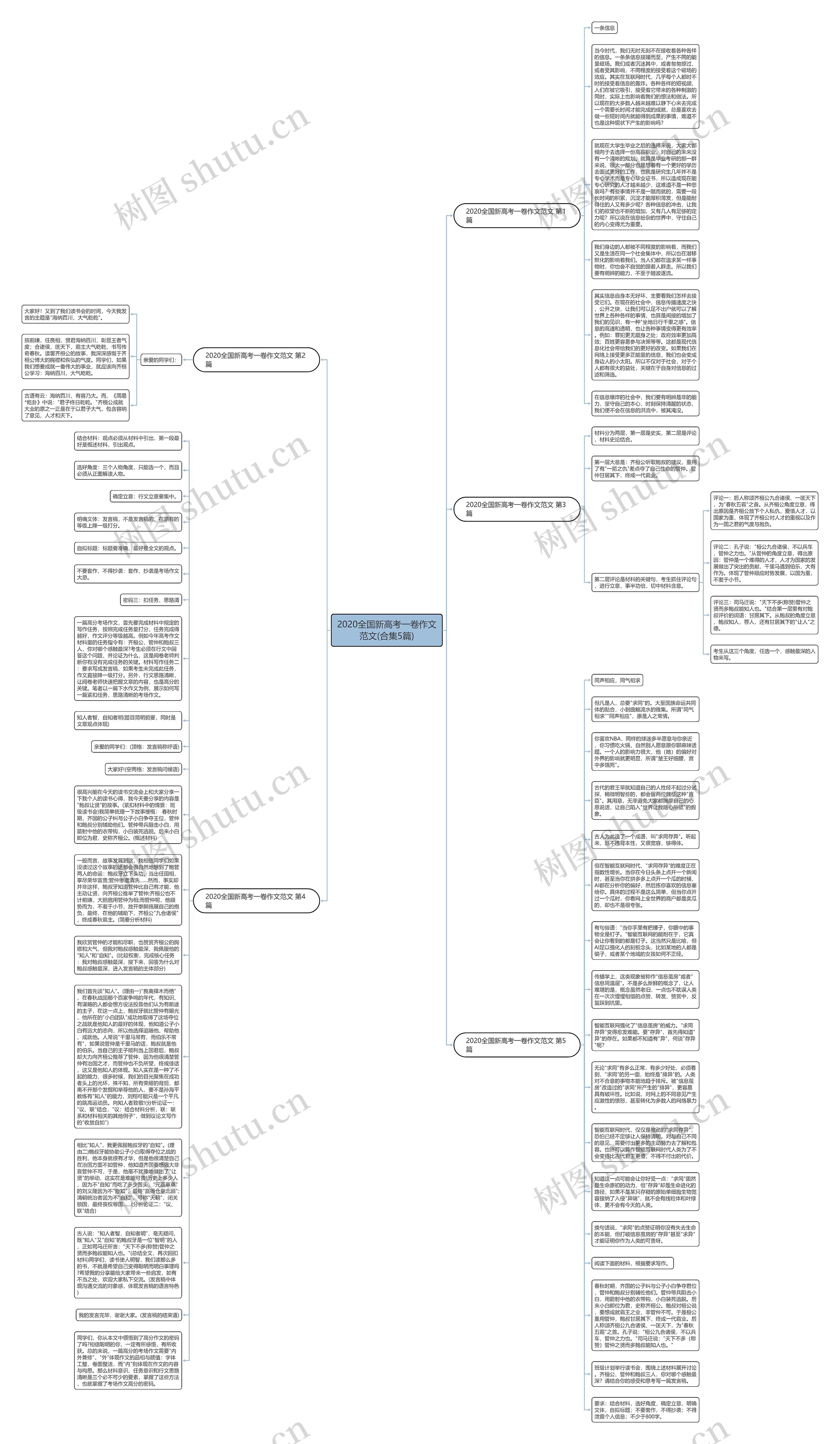 2020全国新高考一卷作文范文(合集5篇)思维导图