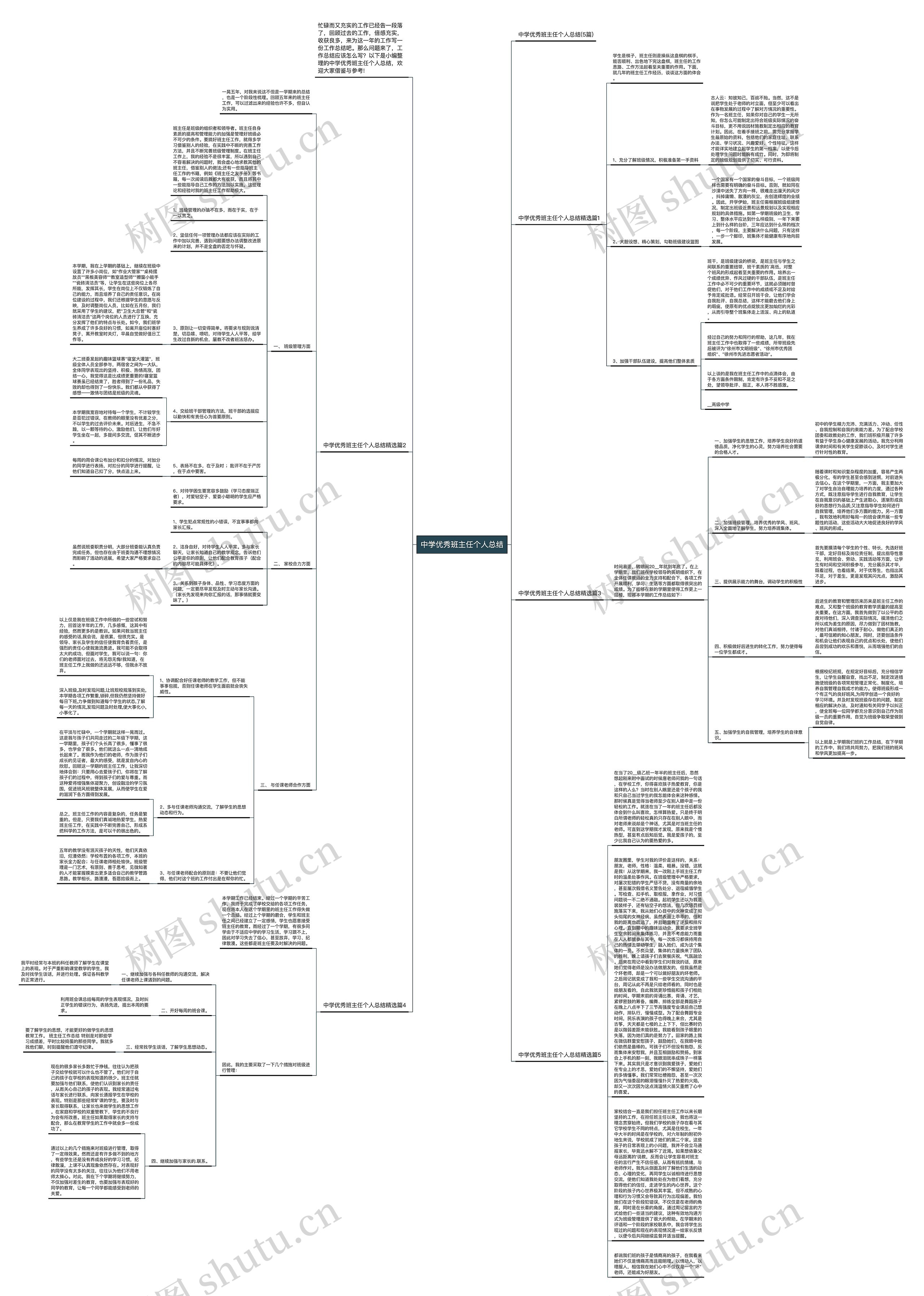 中学优秀班主任个人总结思维导图