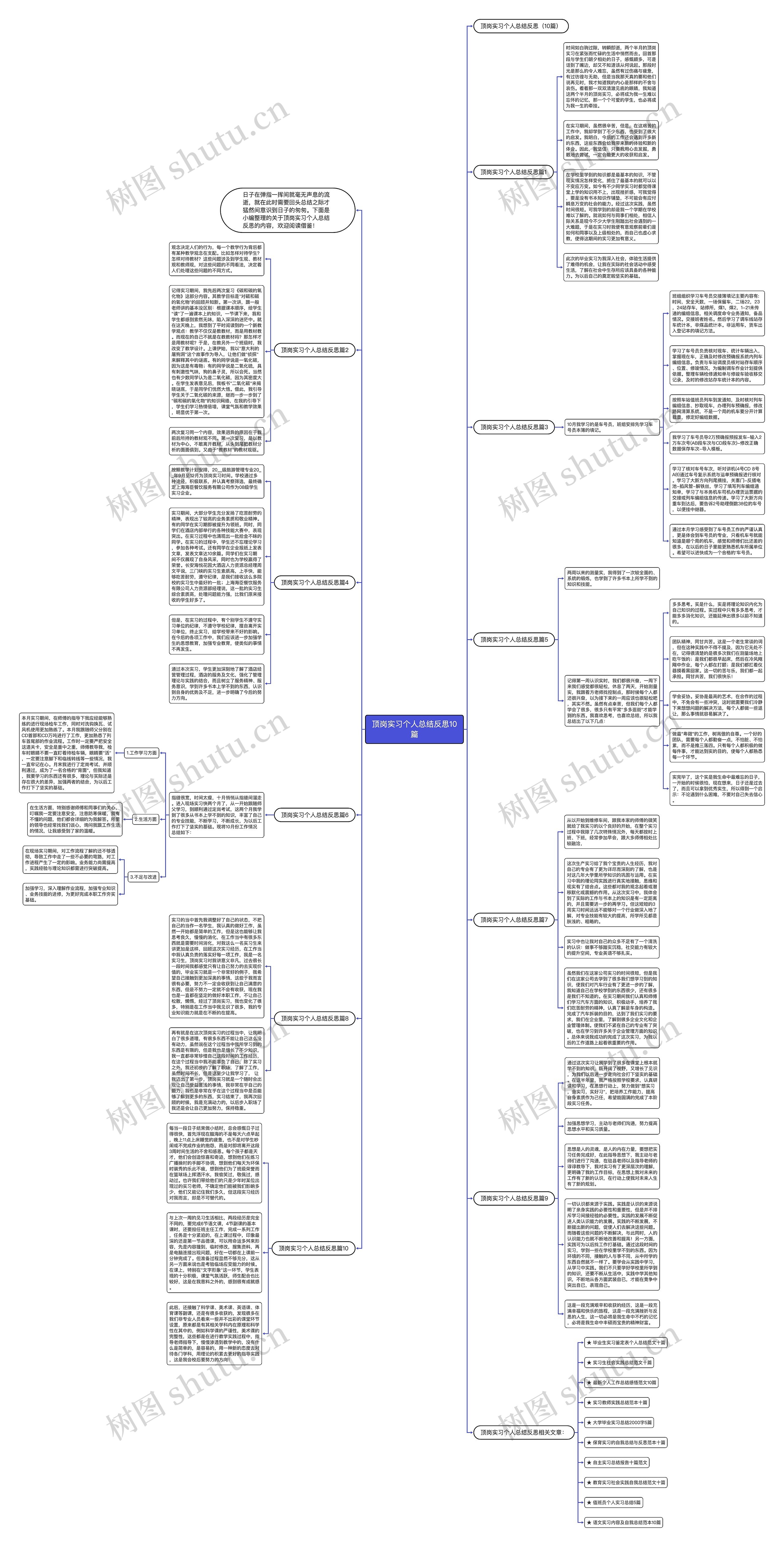 顶岗实习个人总结反思10篇思维导图