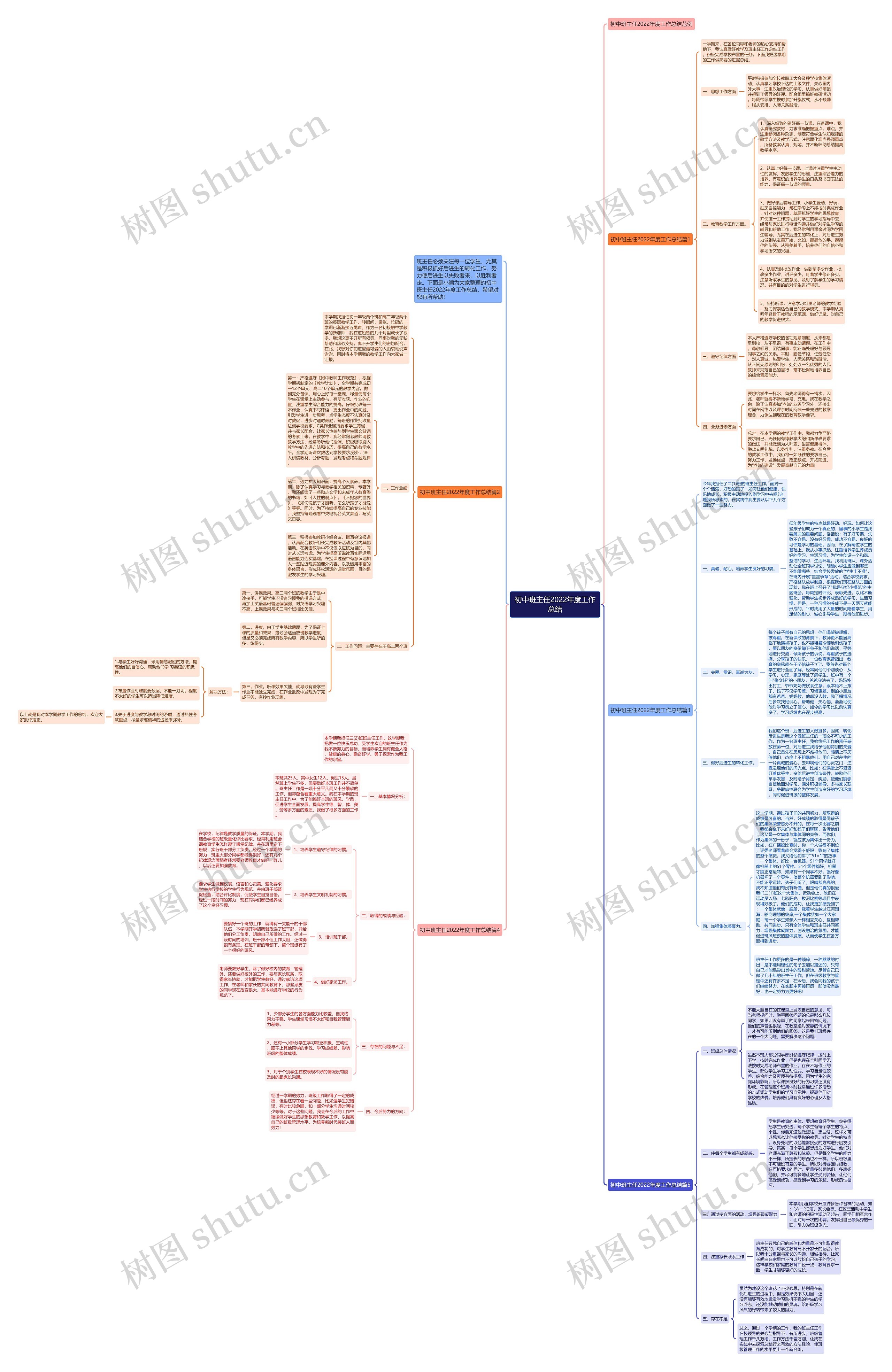 初中班主任2022年度工作总结思维导图