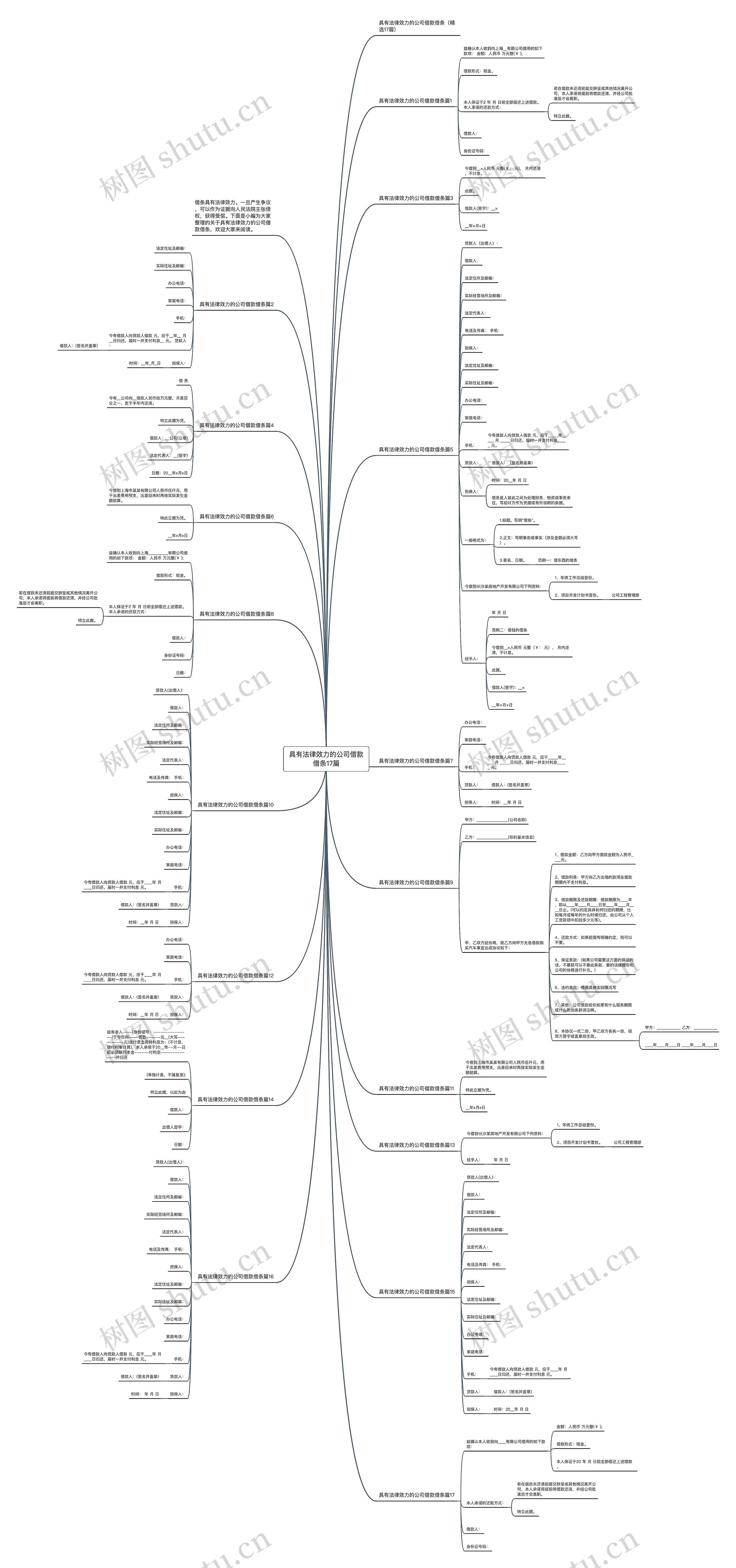 具有法律效力的公司借款借条17篇思维导图