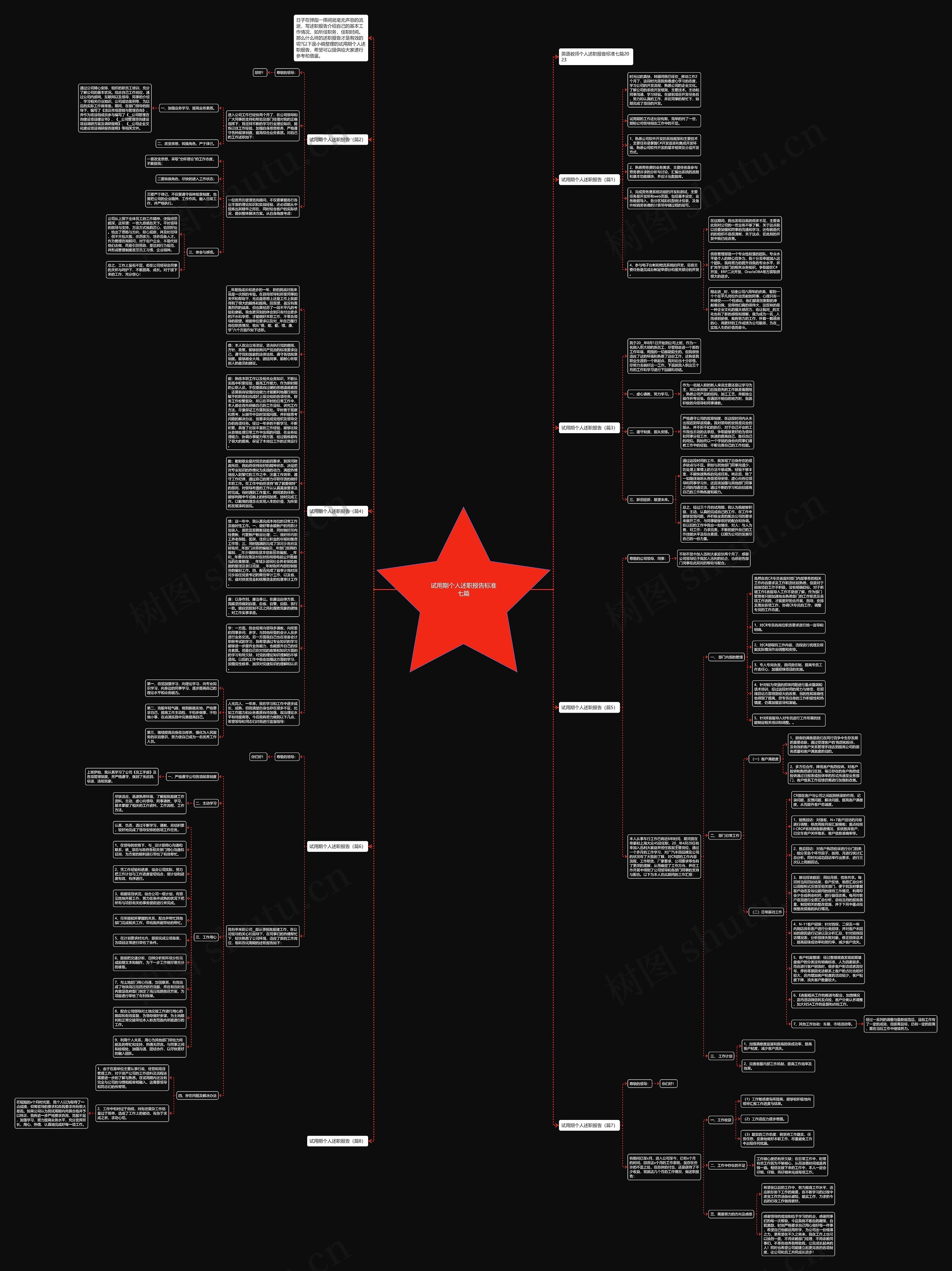 试用期个人述职报告标准七篇思维导图