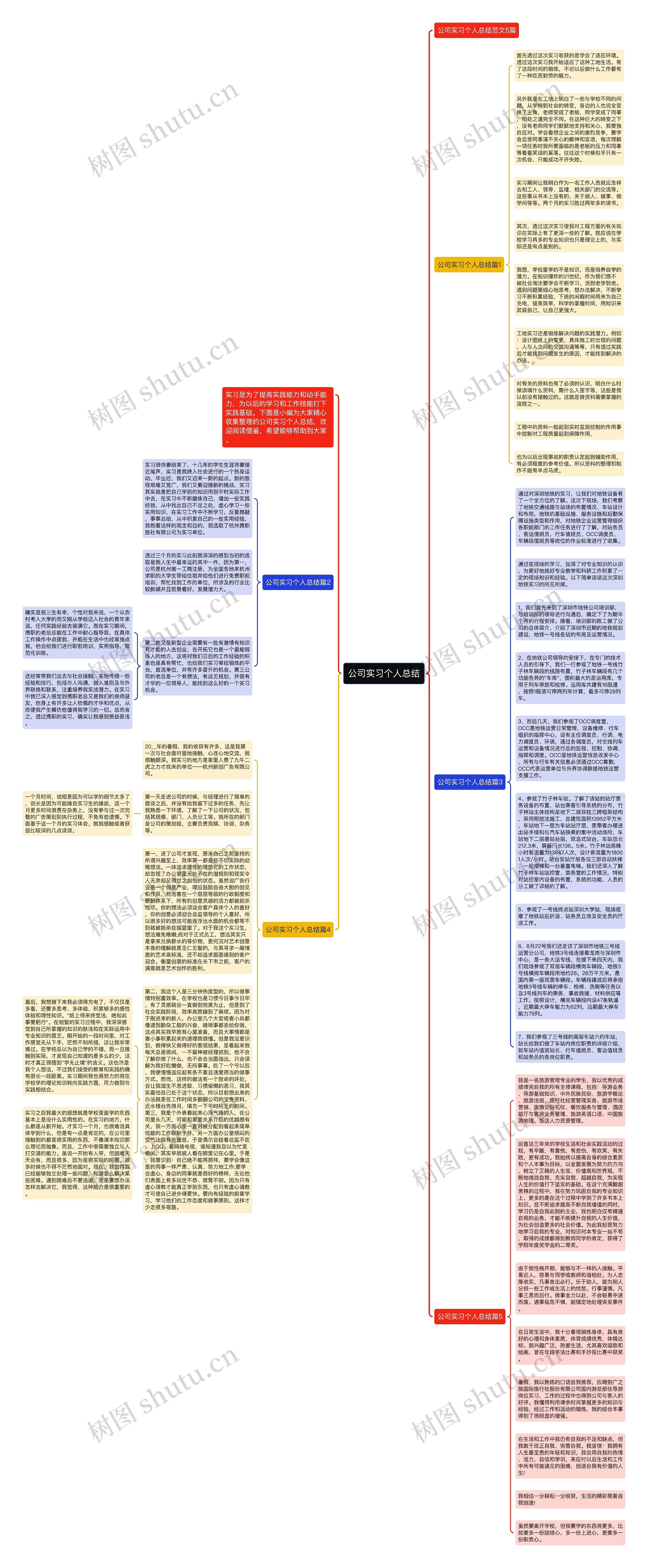 公司实习个人总结思维导图