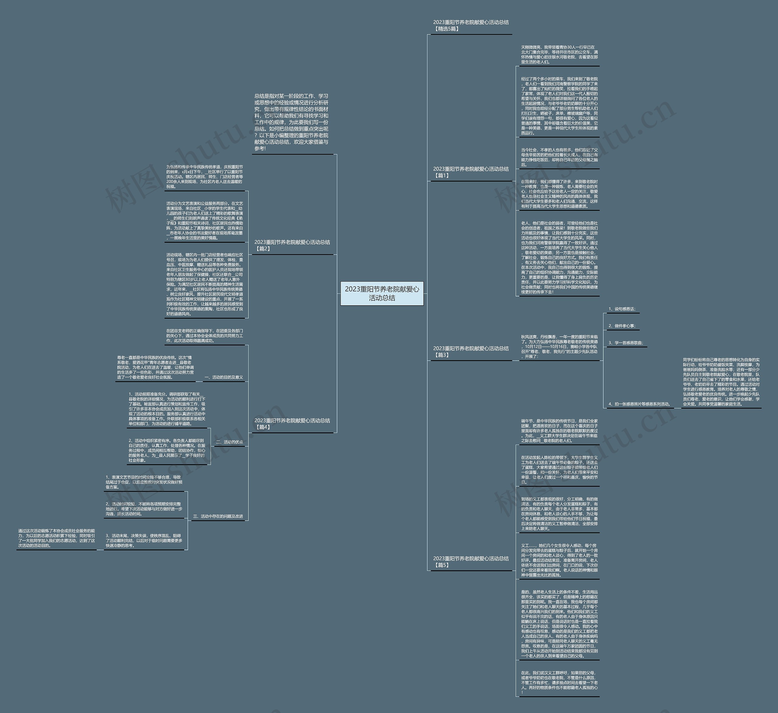 2023重阳节养老院献爱心活动总结思维导图