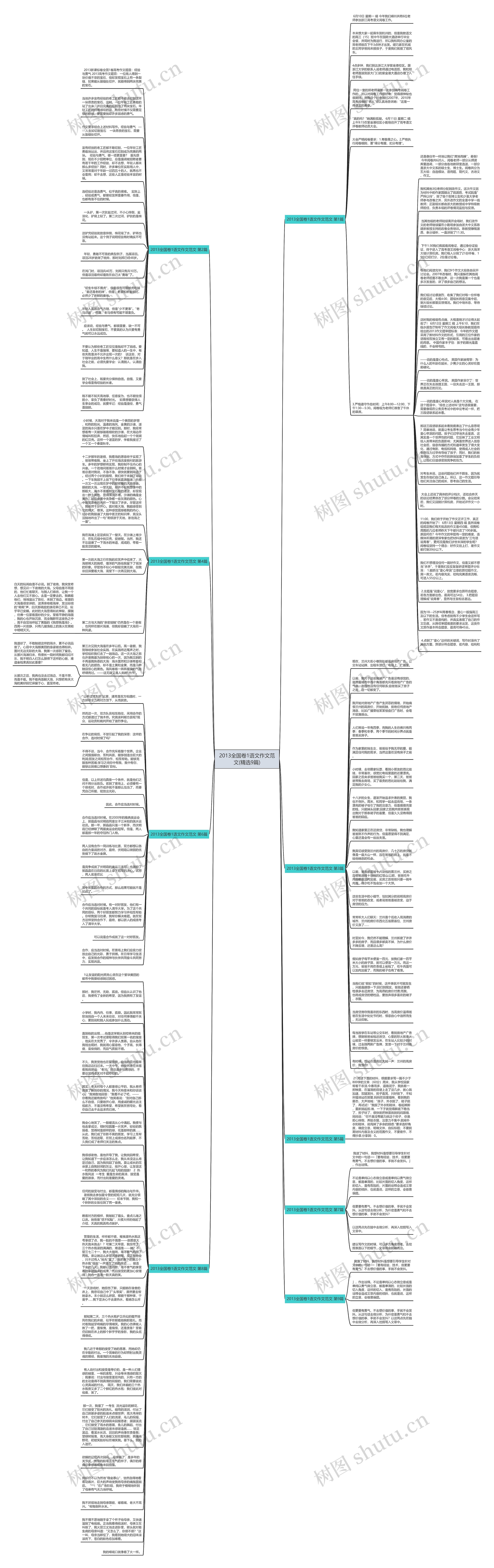2013全国卷1语文作文范文(精选9篇)思维导图