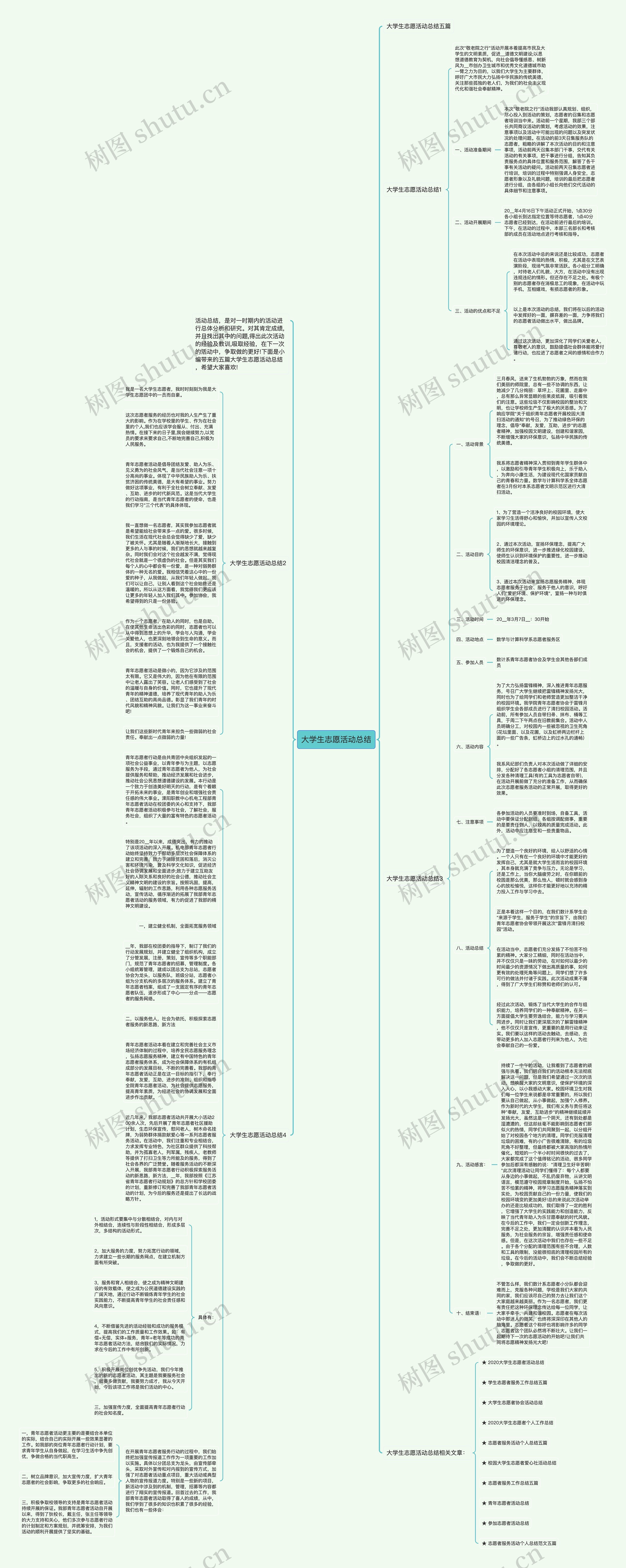 大学生志愿活动总结思维导图