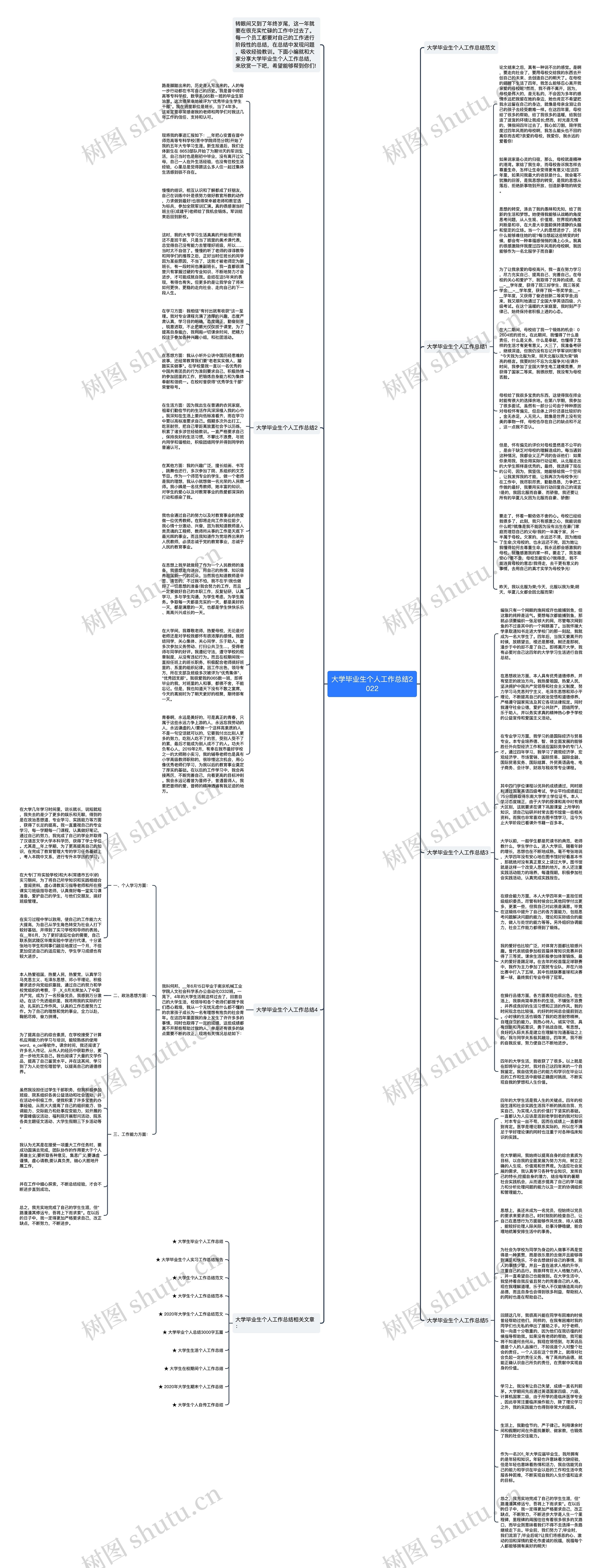 大学毕业生个人工作总结2022思维导图