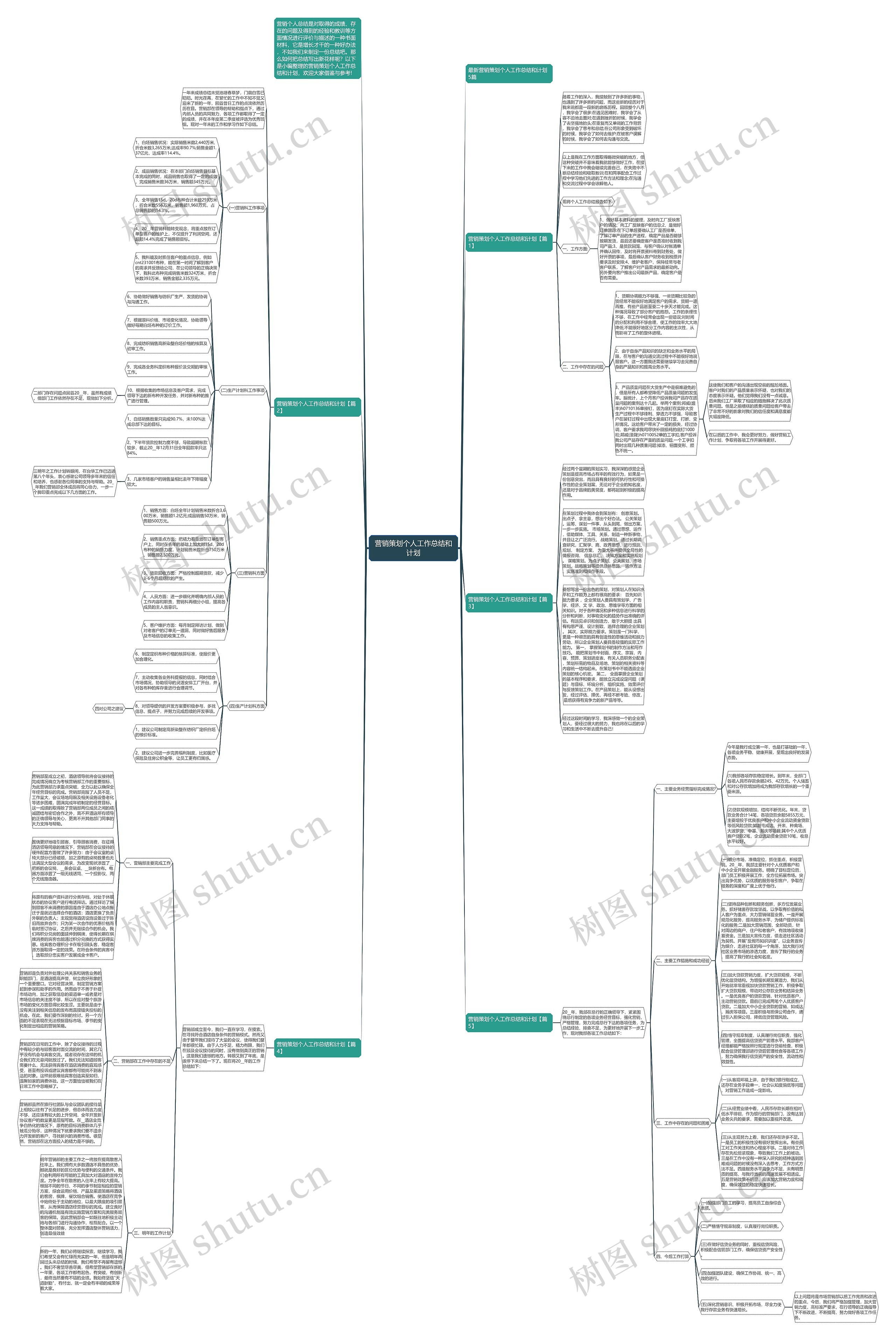 营销策划个人工作总结和计划思维导图
