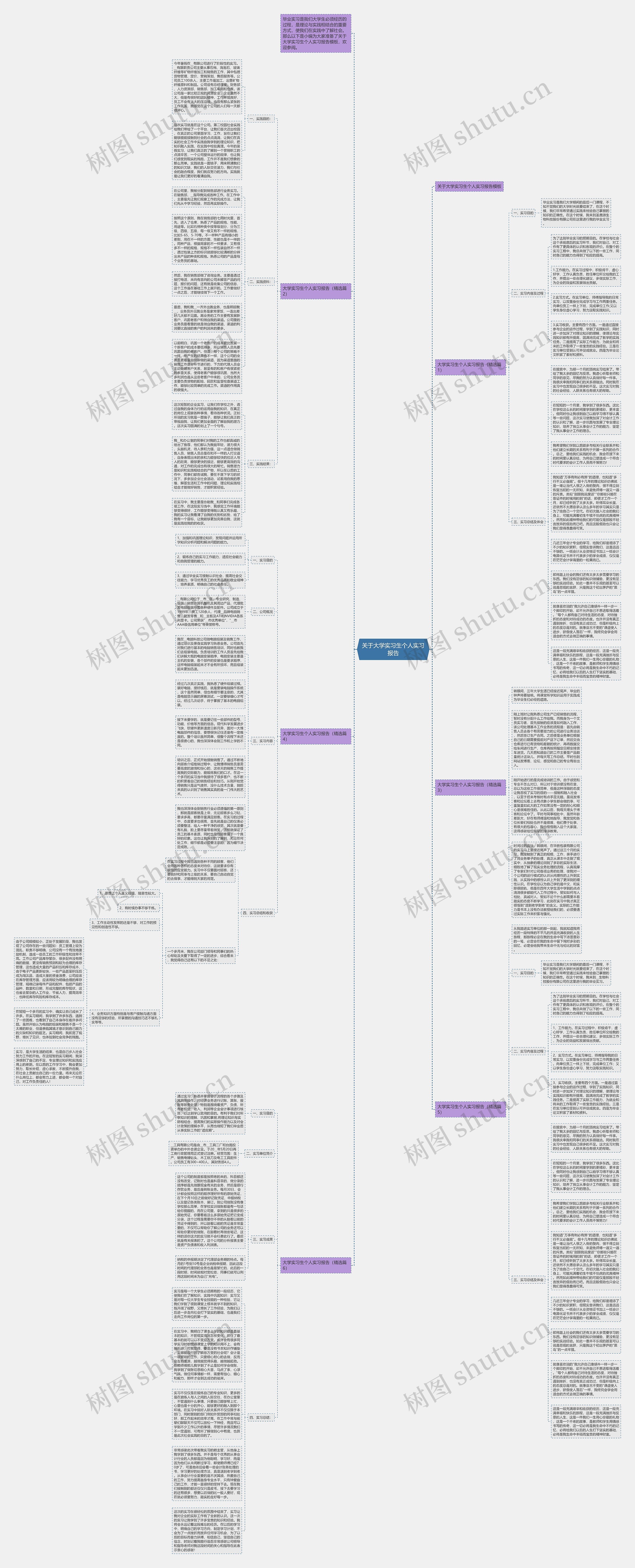关于大学实习生个人实习报告思维导图