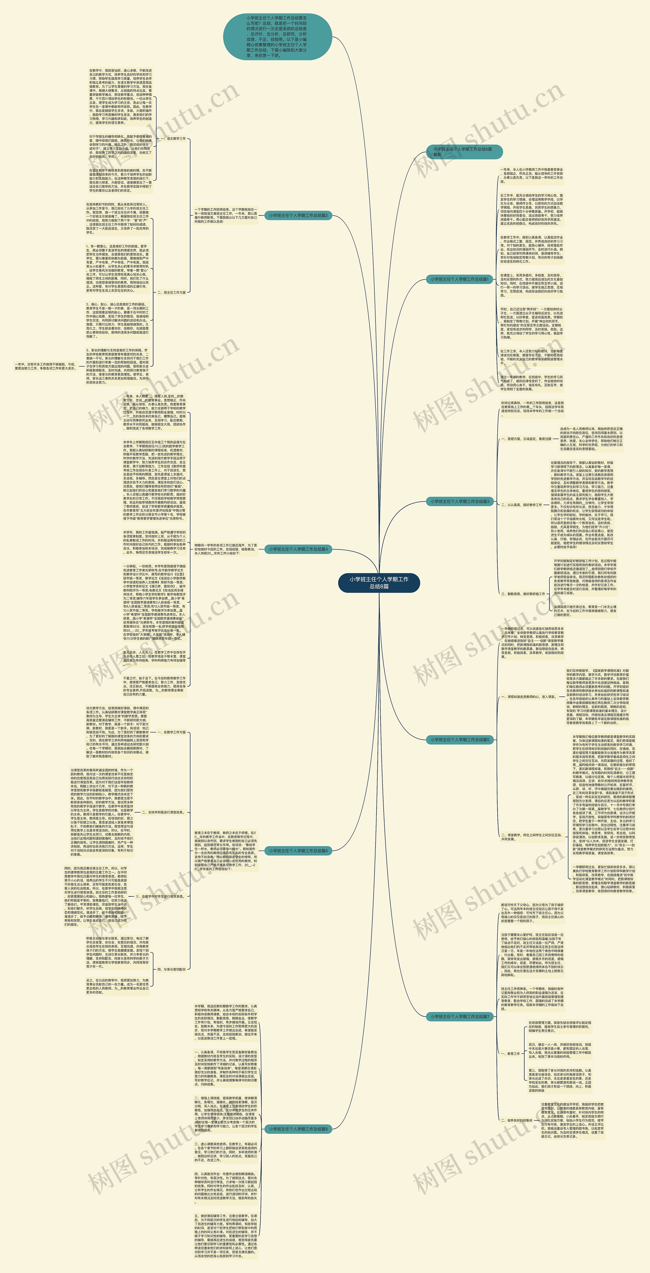 小学班主任个人学期工作总结8篇思维导图