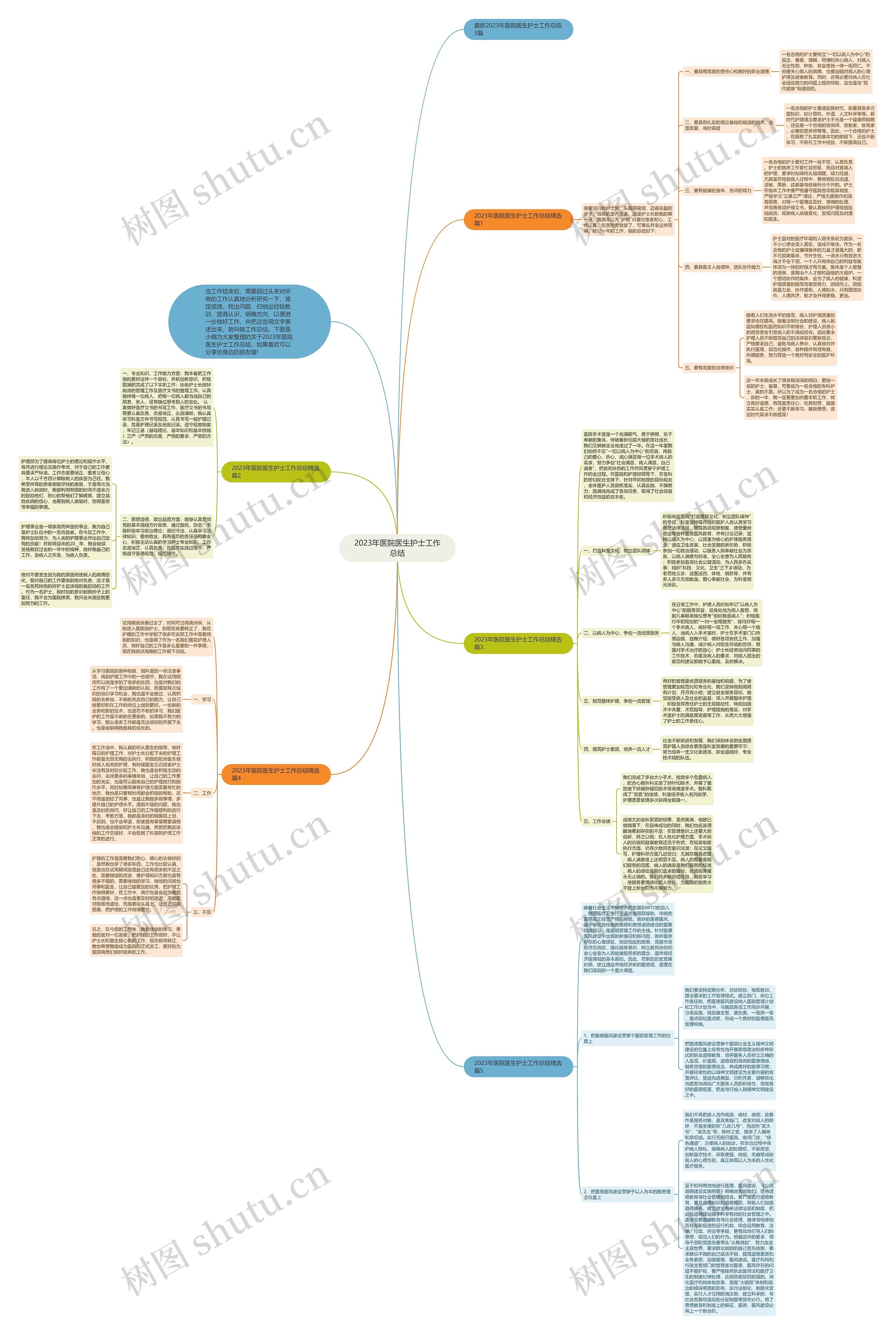 2023年医院医生护士工作总结思维导图