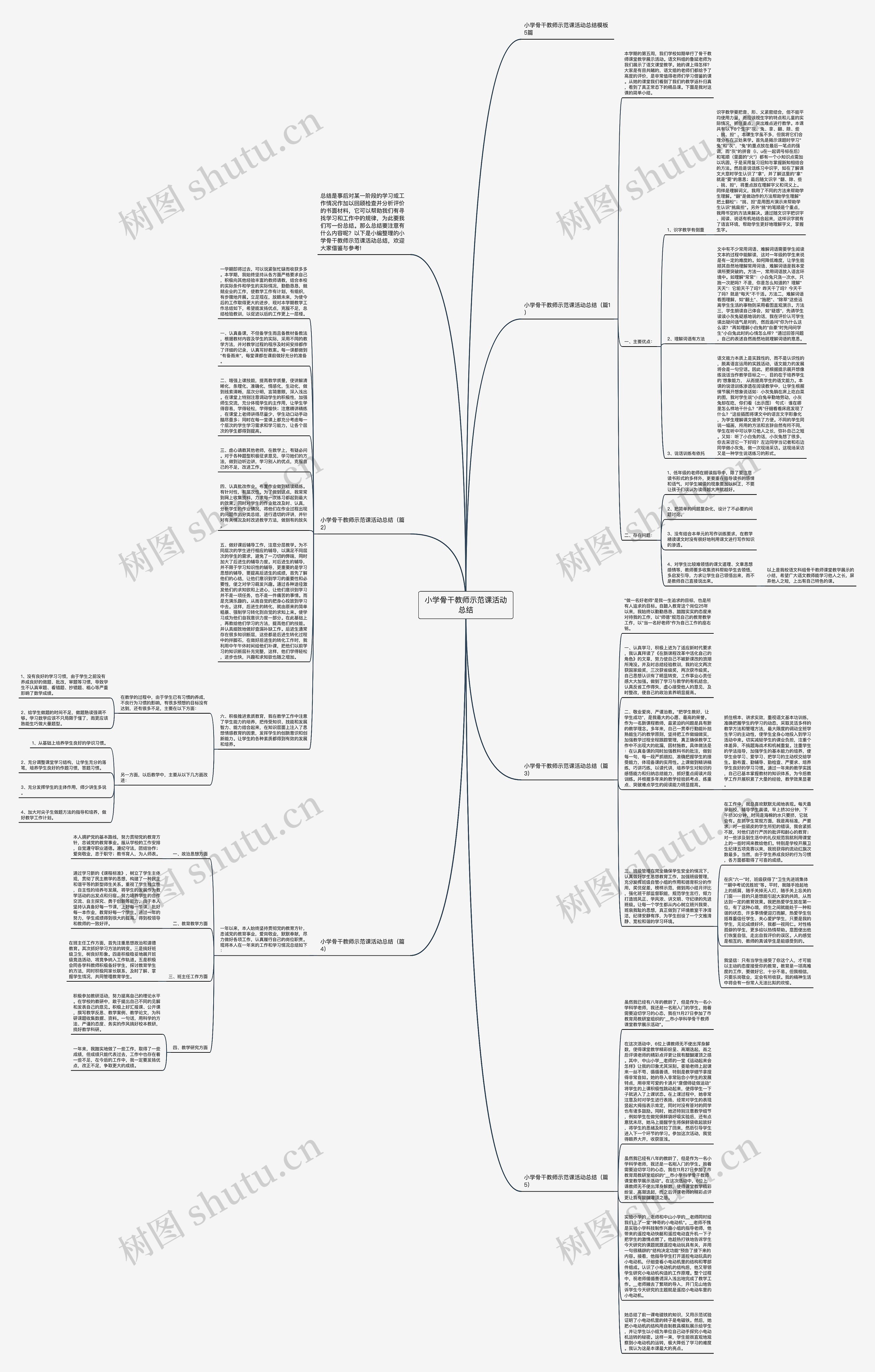 小学骨干教师示范课活动总结思维导图