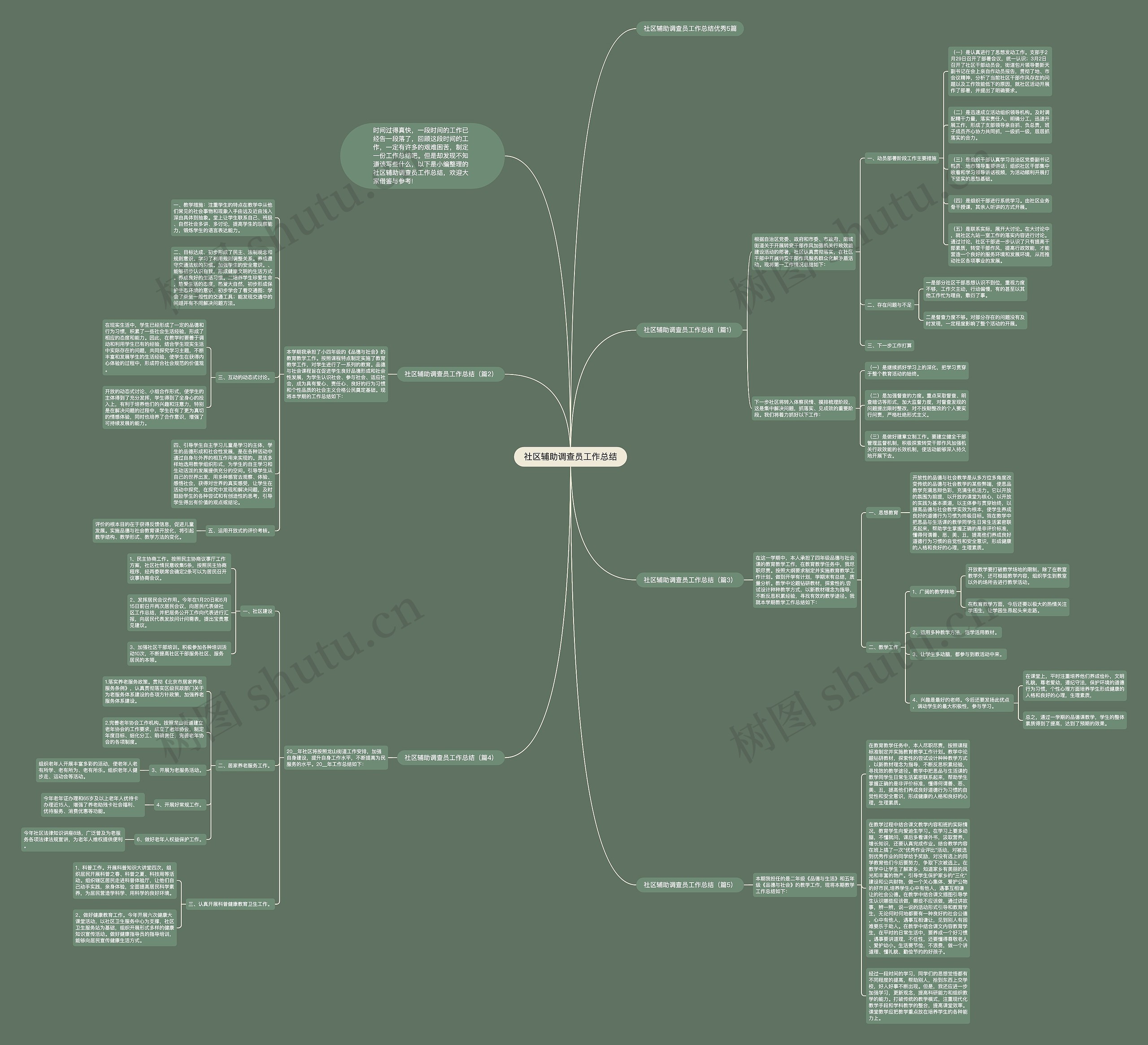 社区辅助调查员工作总结思维导图