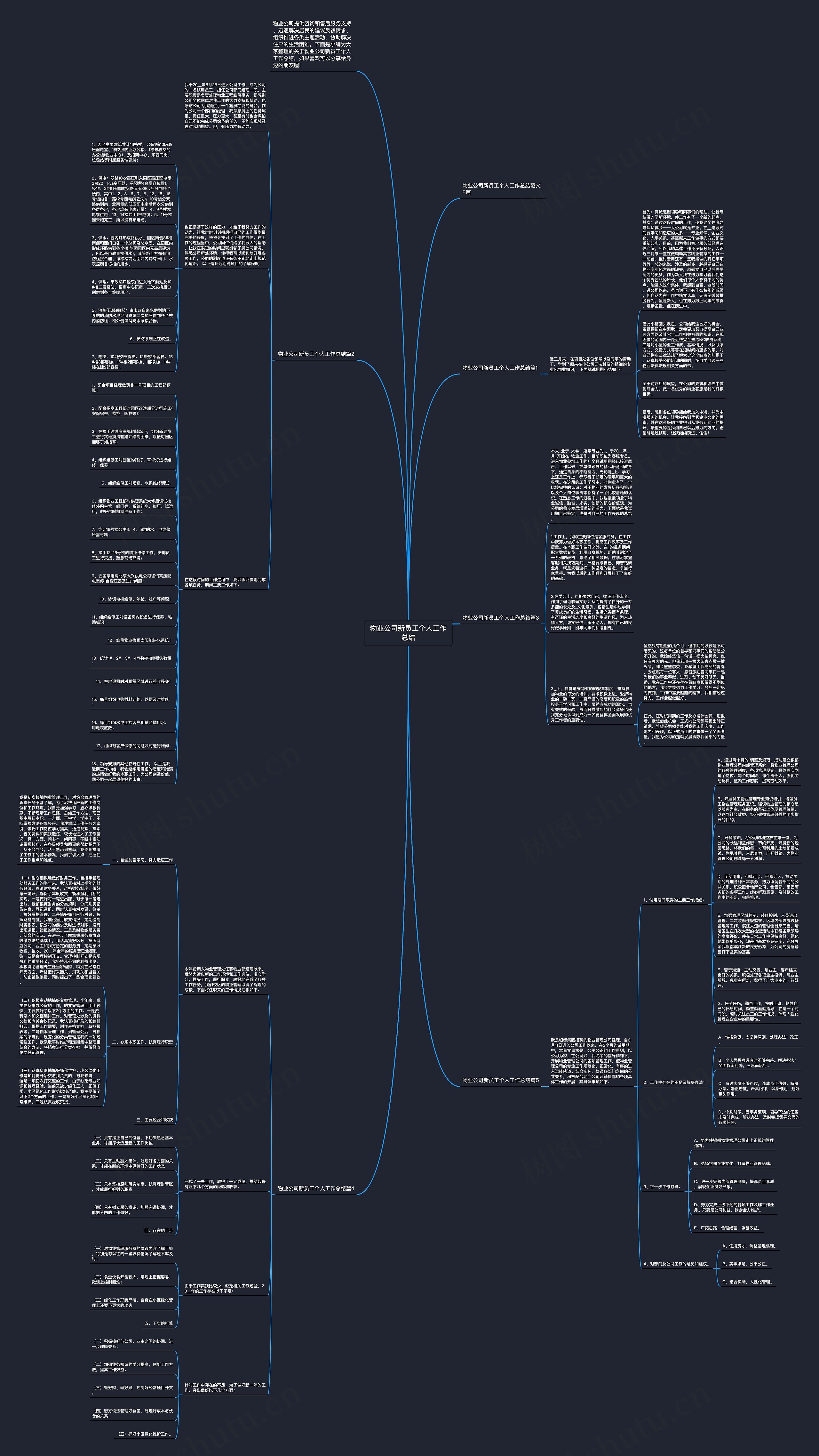 物业公司新员工个人工作总结思维导图